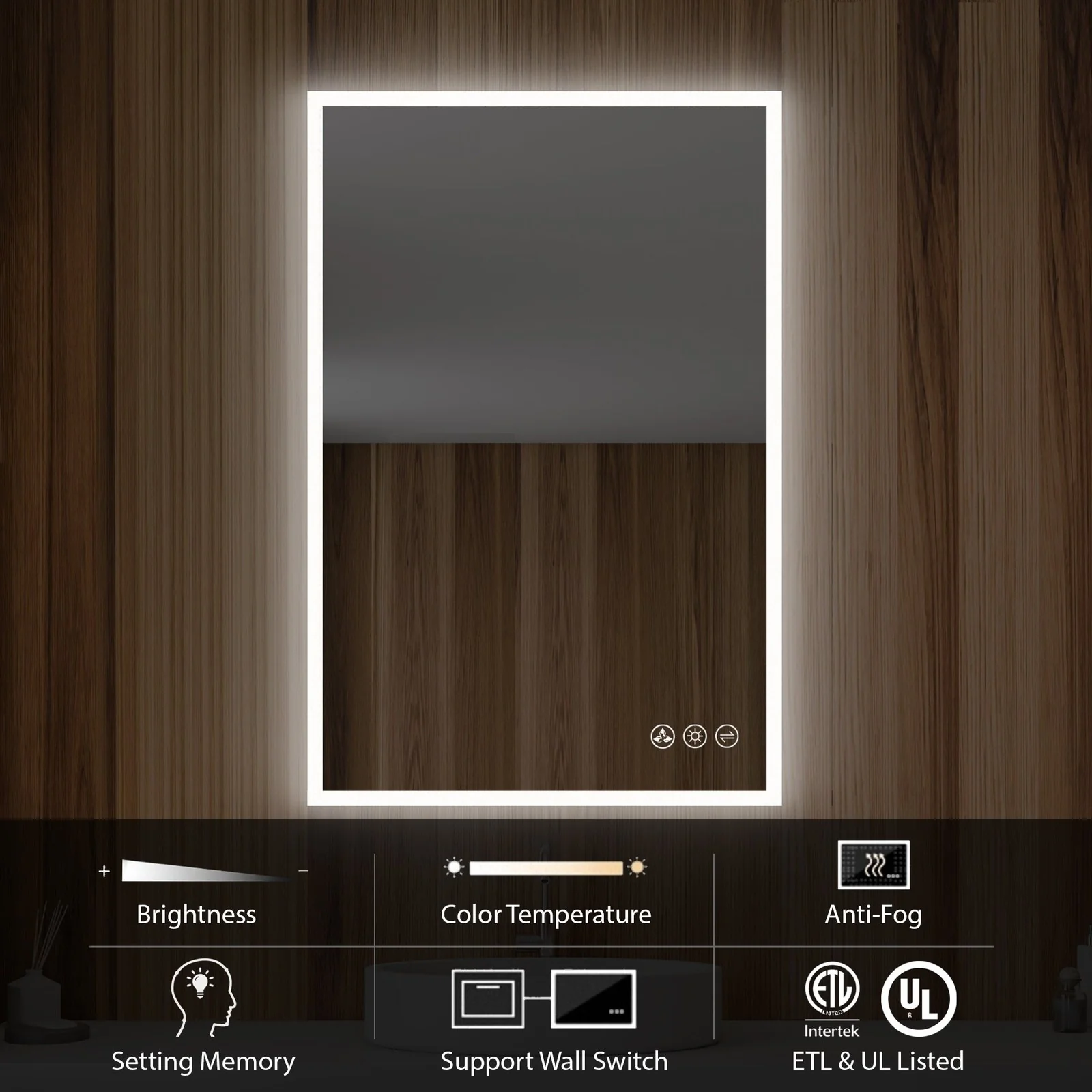 Blossom Beta 24″x36″ LED Mirror with Frosted Sides - Image 3