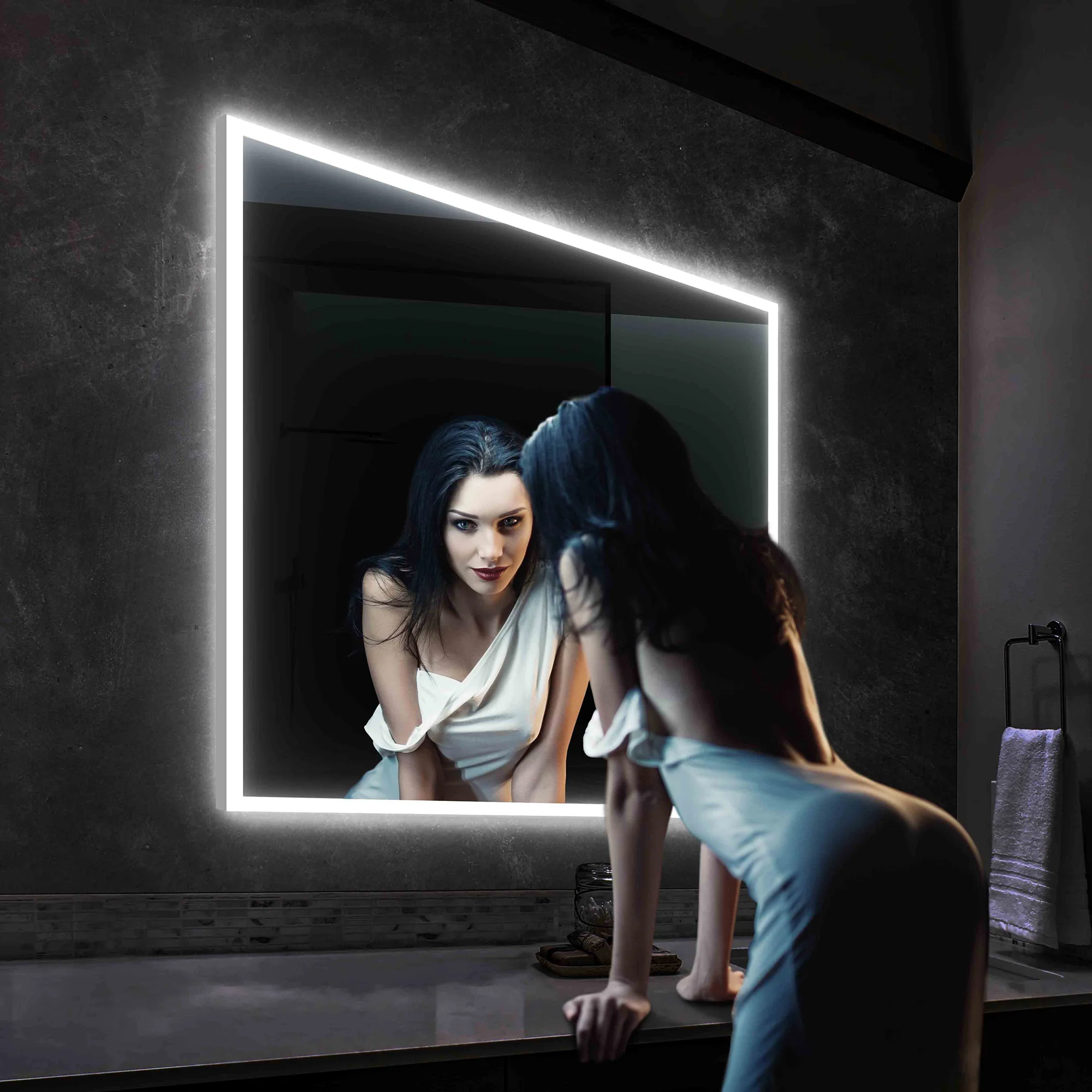 Blossom Beta 36″x36″ LED Mirror with Frosted Sides - Image 6