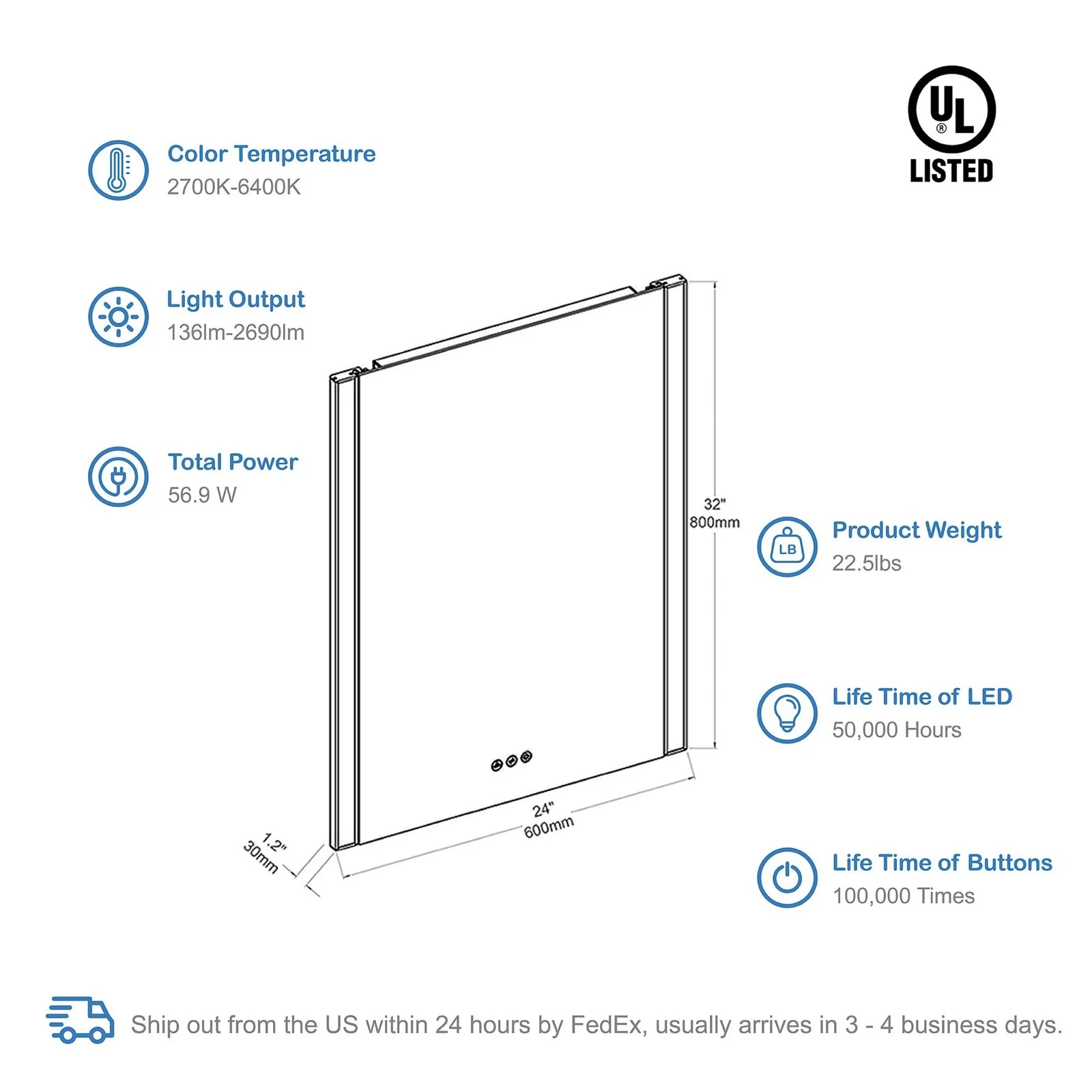 Blossom Binary 24″ LED Mirror - Image 11