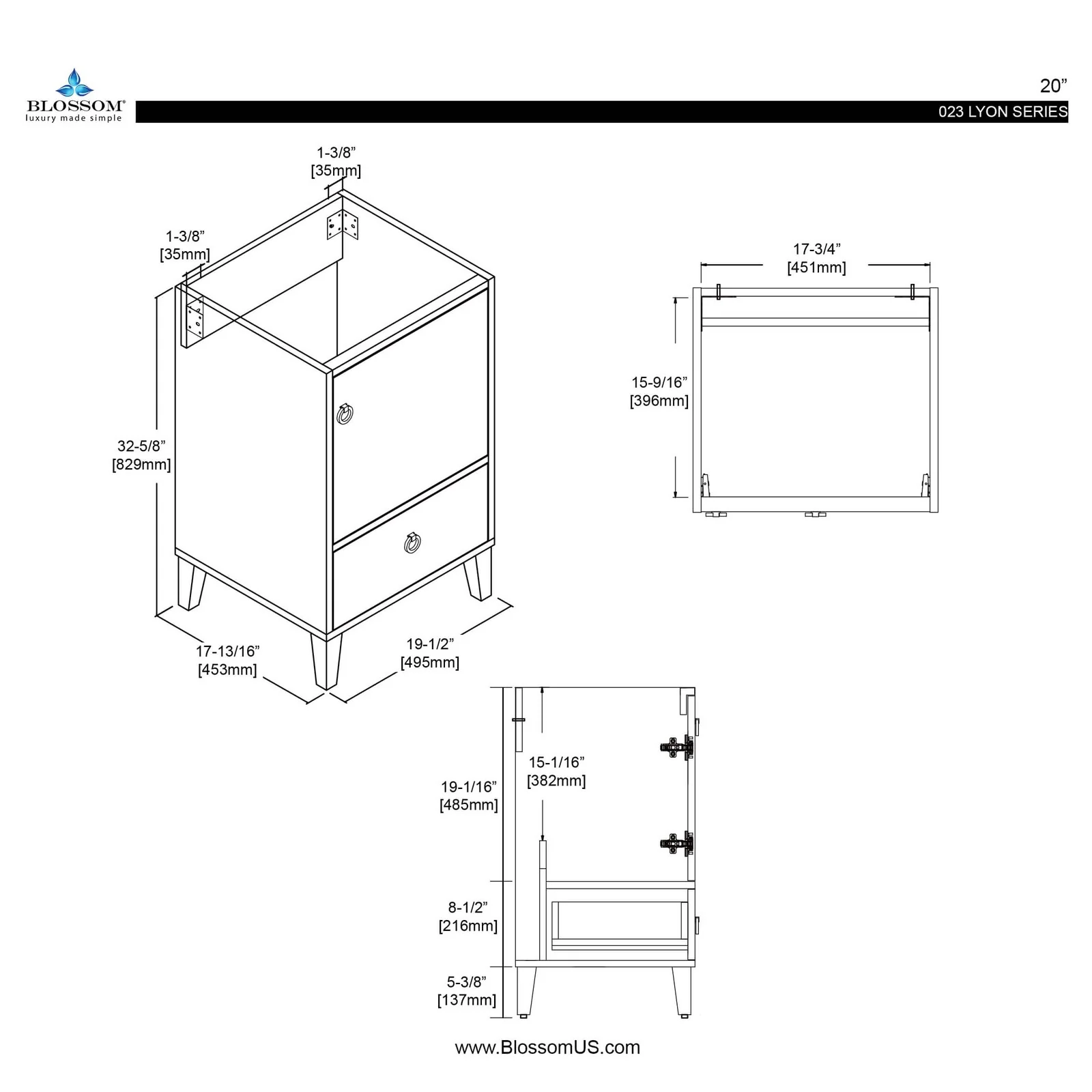 Blossom Lyon 20 Inch Bathroom Vanity - Image 6