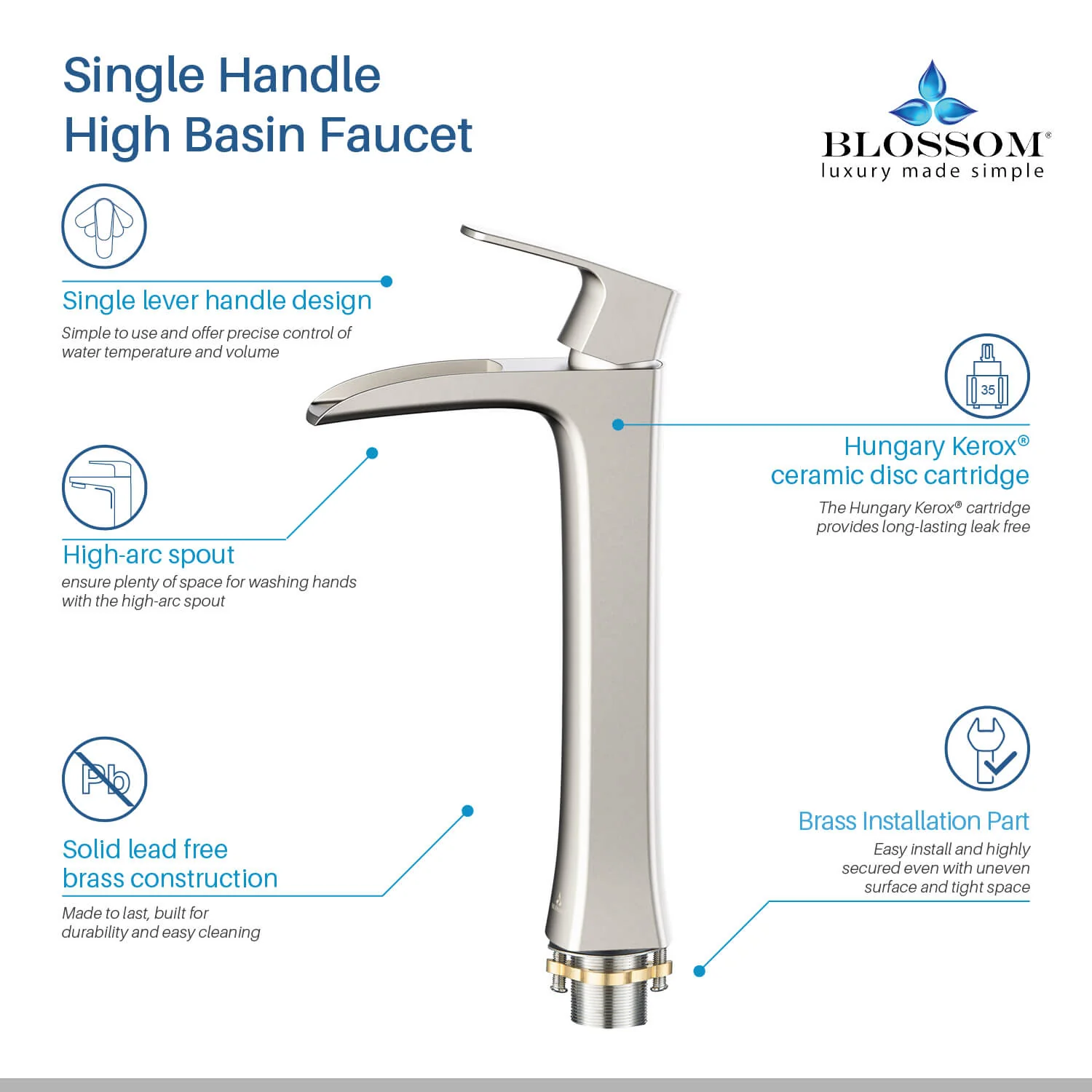 Blossom Single Handle Lavatory Faucet – F01 305 - Image 11