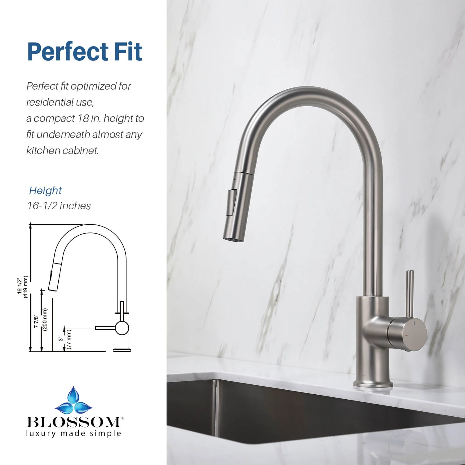 Blossom Single Handle Pull Down Kitchen Faucet – F01 206 - Image 23