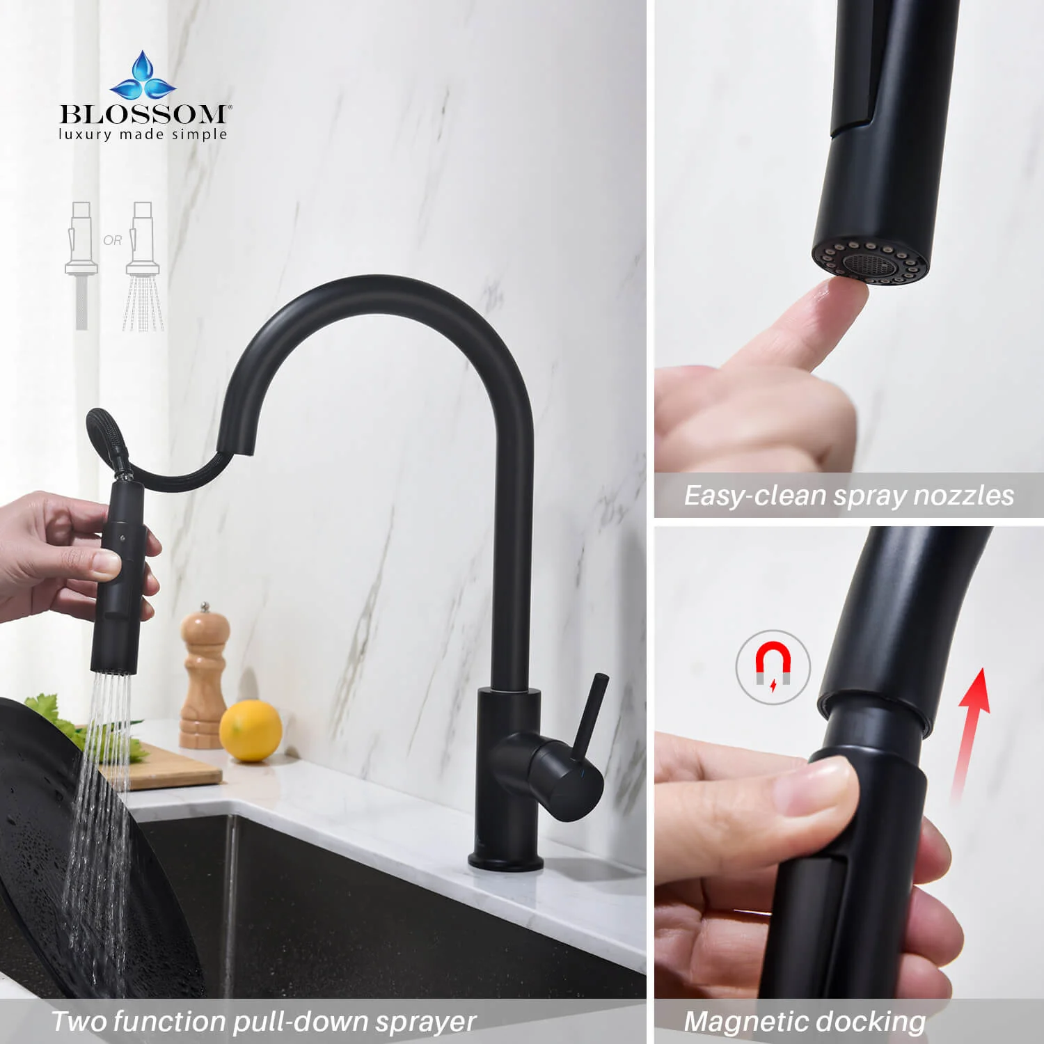 Blossom Single Handle Pull Down Kitchen Faucet – F01 206 - Image 35