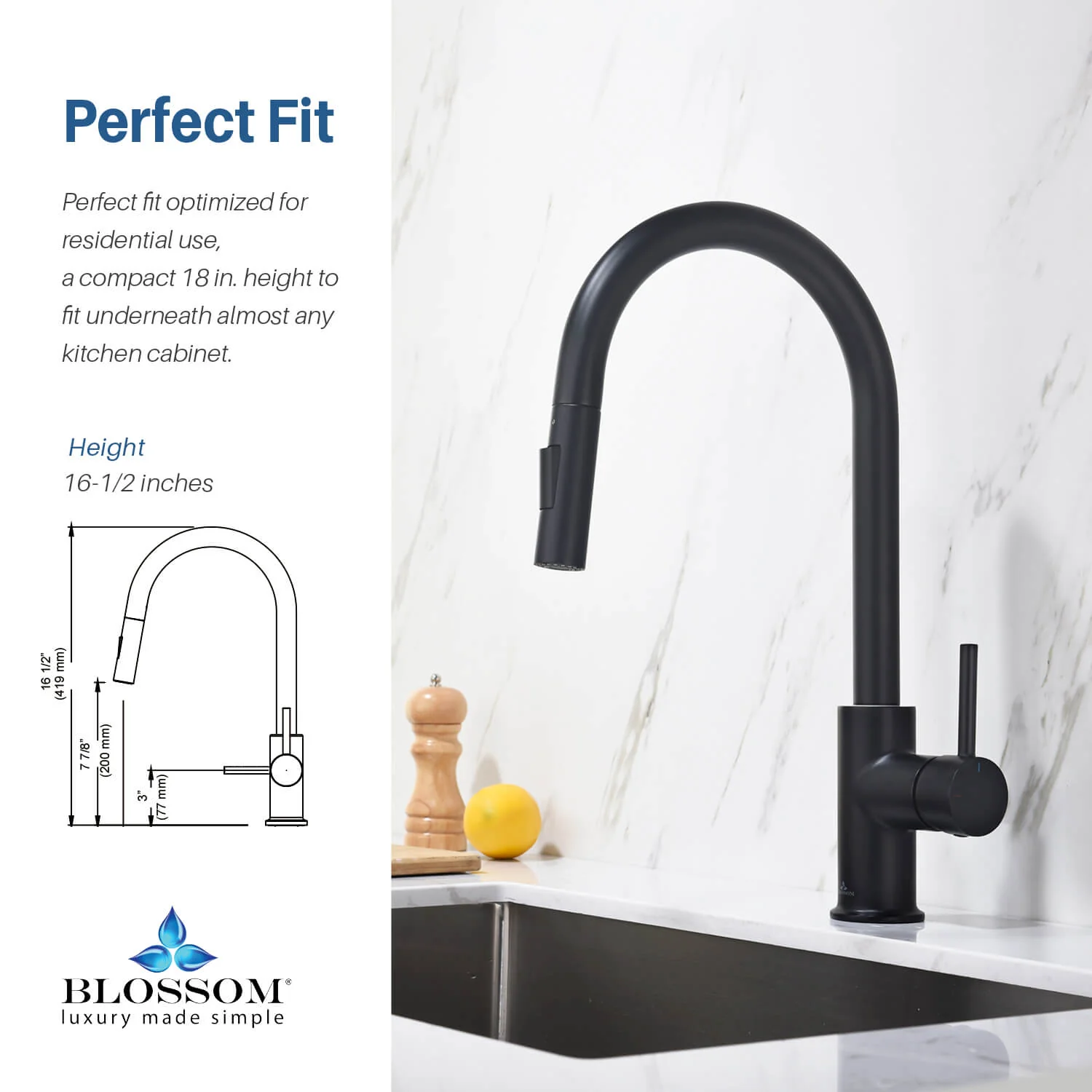 Blossom Single Handle Pull Down Kitchen Faucet – F01 206 - Image 37