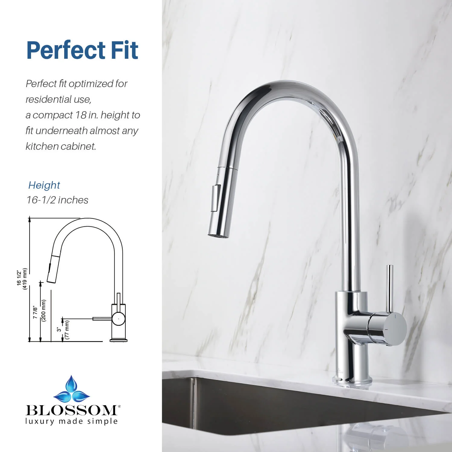 Blossom Single Handle Pull Down Kitchen Faucet – F01 206 - Image 8