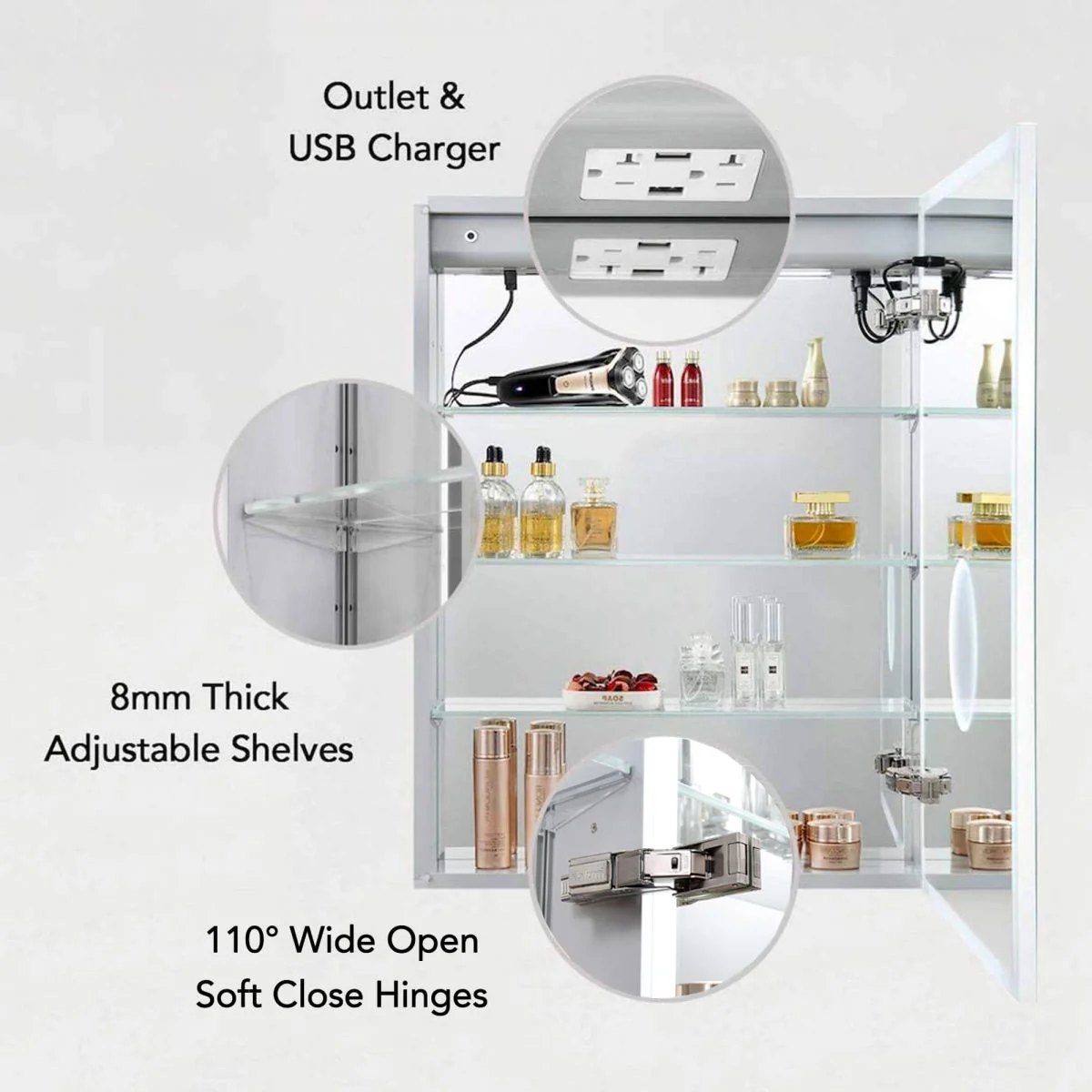 Blossom Sirius – 20 Inches LED Medicine Cabinet with Clock - Image 8