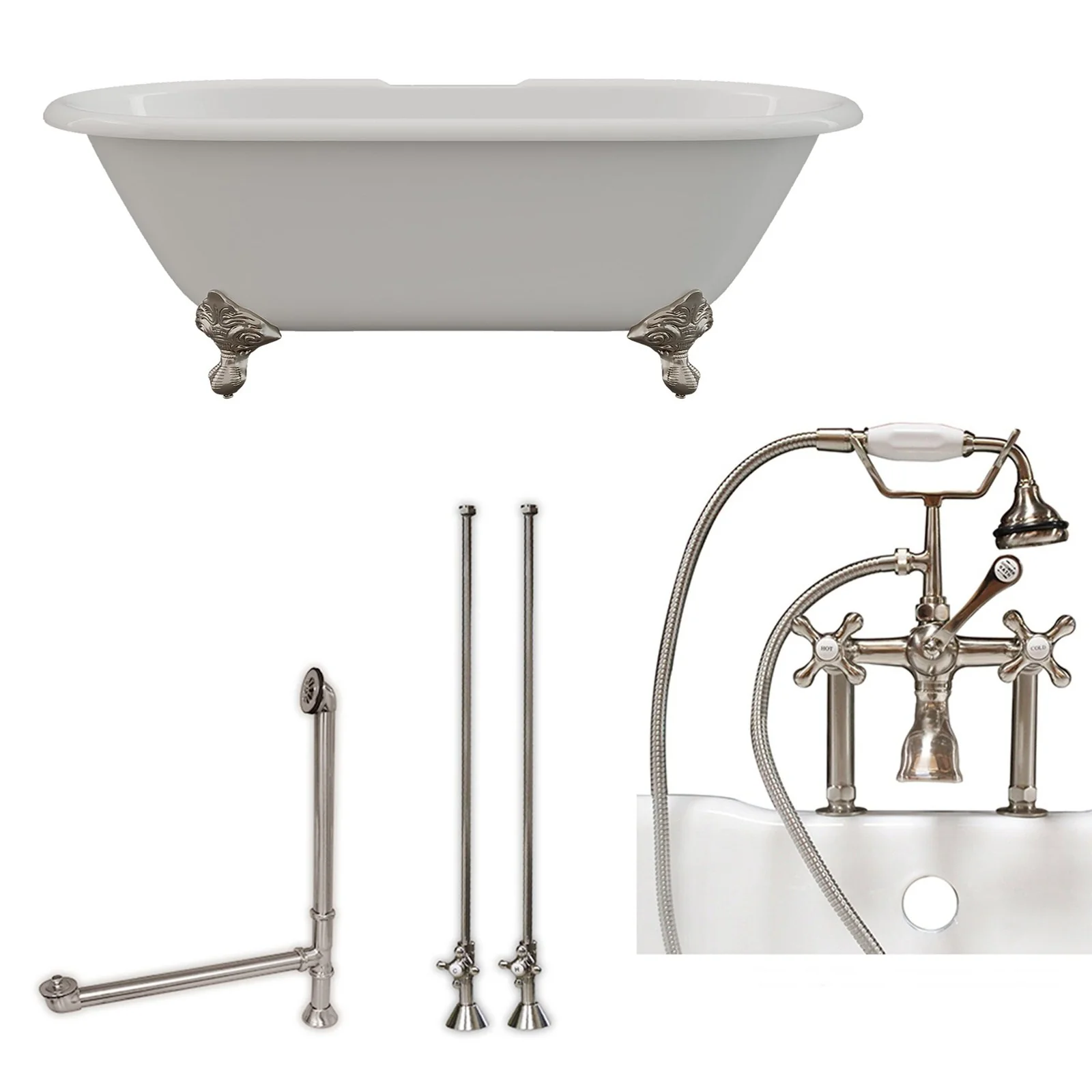 Cambridge Plumbing Cast Iron Double Ended Clawfoot Tub 67" X 30" - Image 2