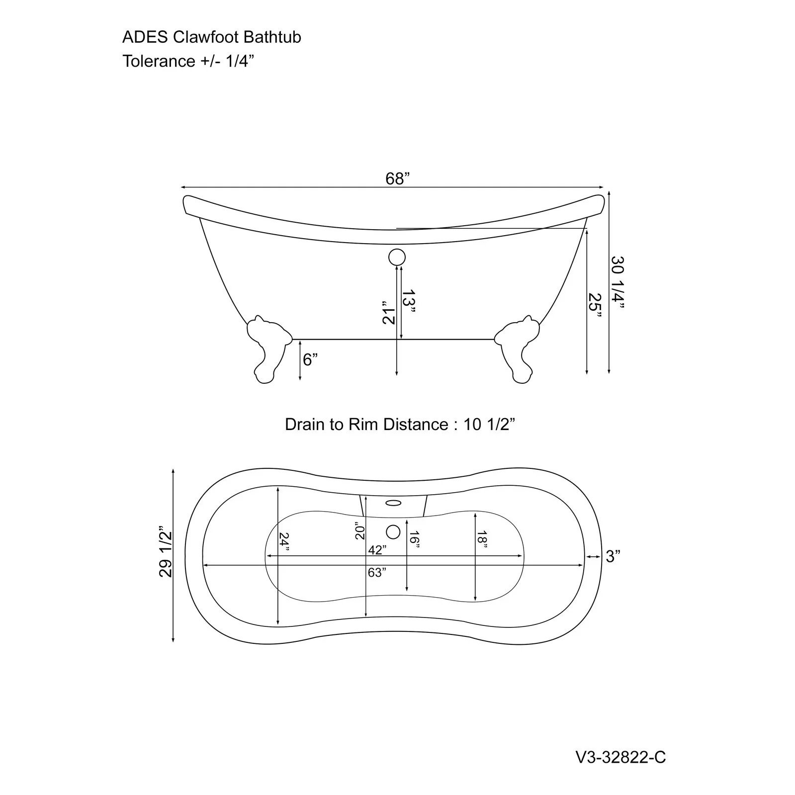 Cambridge Plumbing Cast Iron Double Ended Slipper Tub 71" X 30" - Image 2