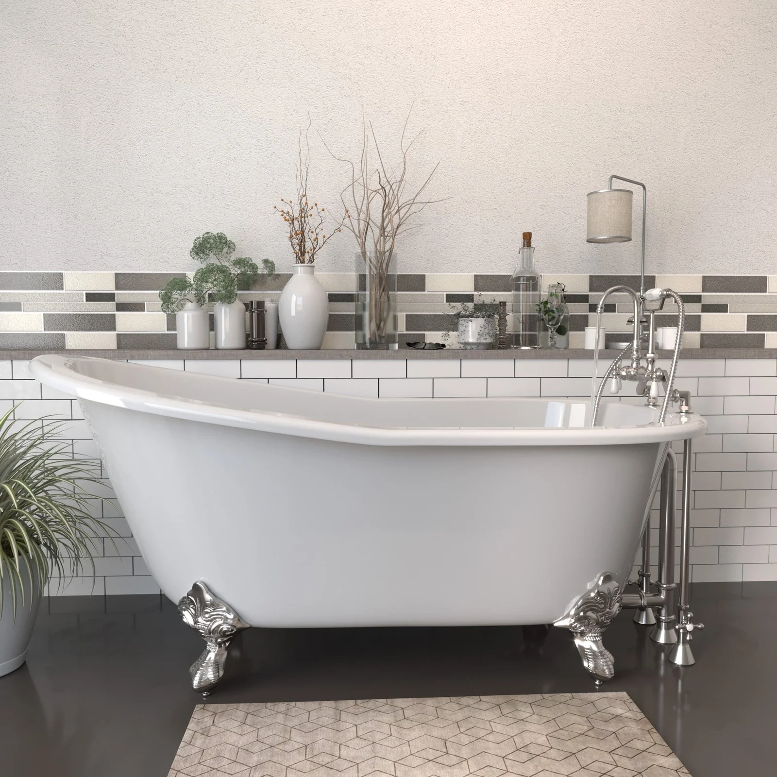 Cambridge Plumbing Cast Iron Slipper Clawfoot Tub 61" X 30"