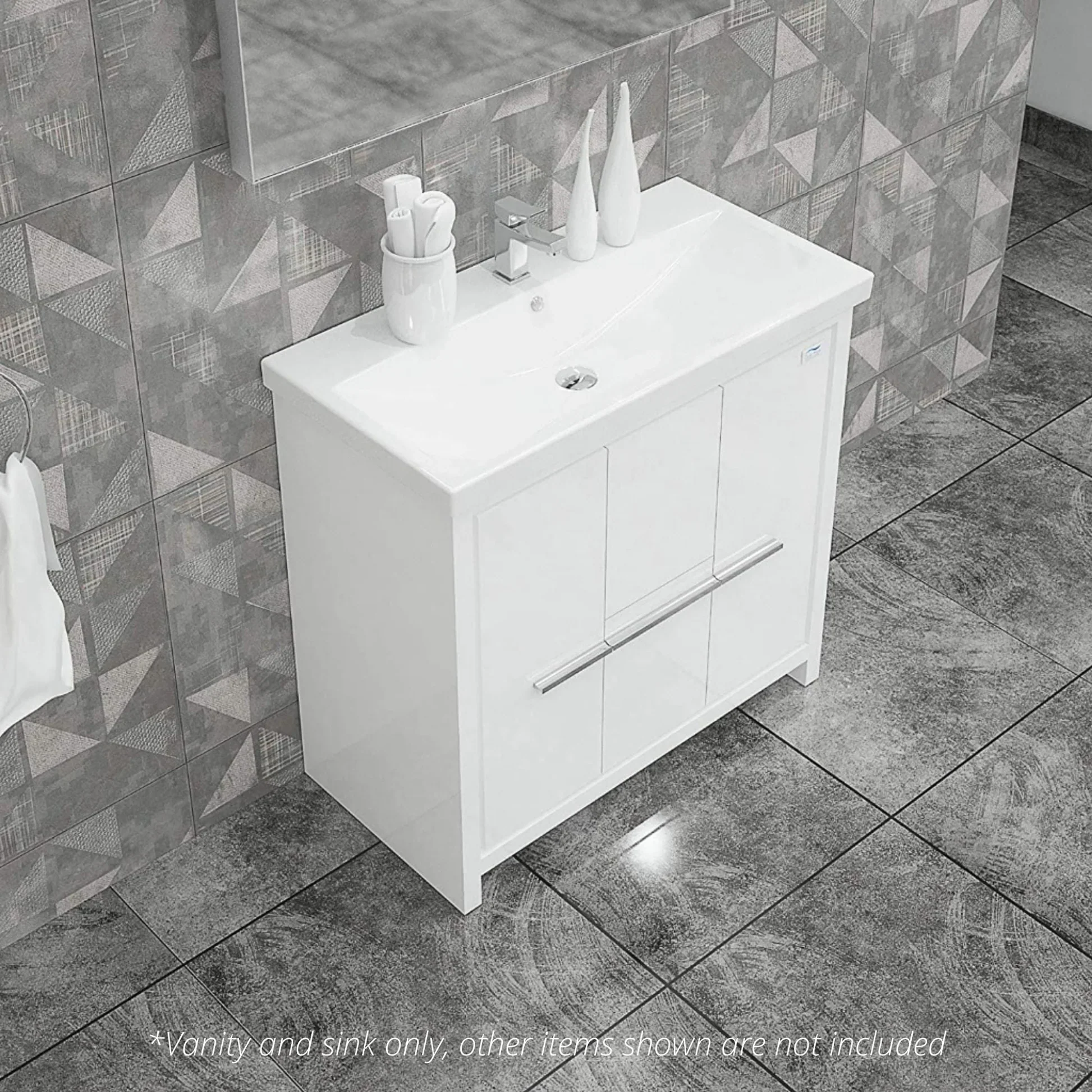 Casa Mare Alessio 36" Bathroom Vanity and Ceramic Sink Combo with LED Mirror - Image 5