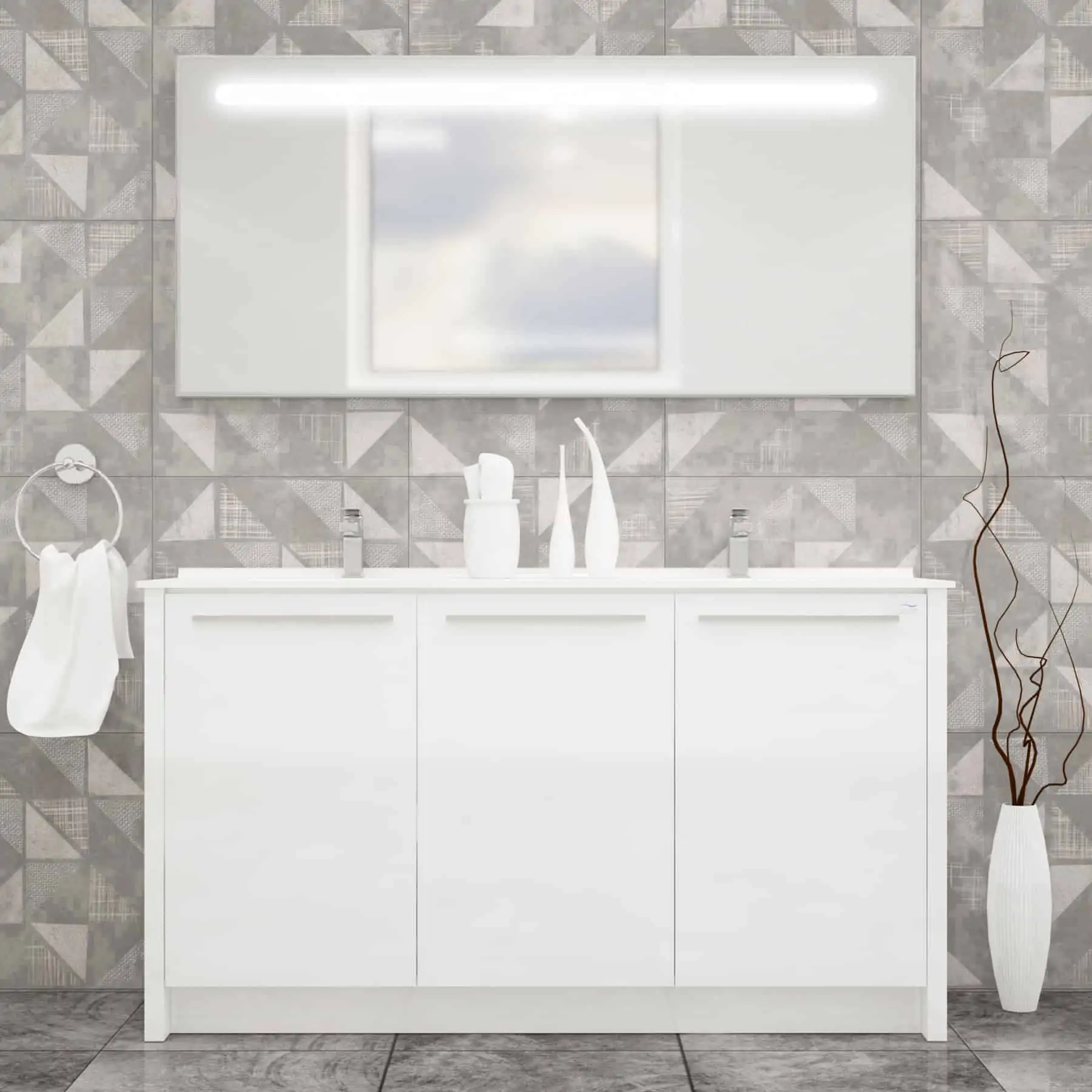 Casa Mare Benna 63" Bathroom Vanity and Double Sink Combo with LED Mirror - Image 7