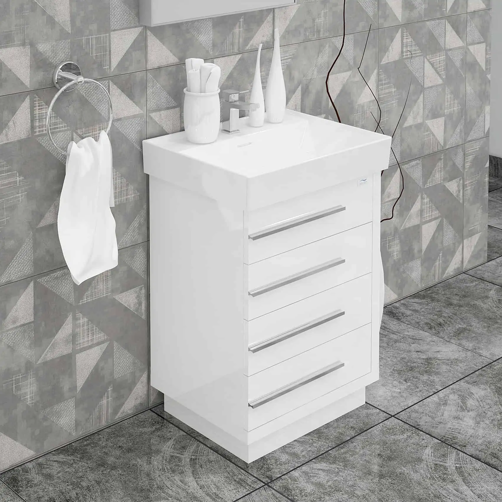 Casa Mare Domenico 32" Bathroom Vanity and Ceramic Sink Combo with LED Mirror - Image 10