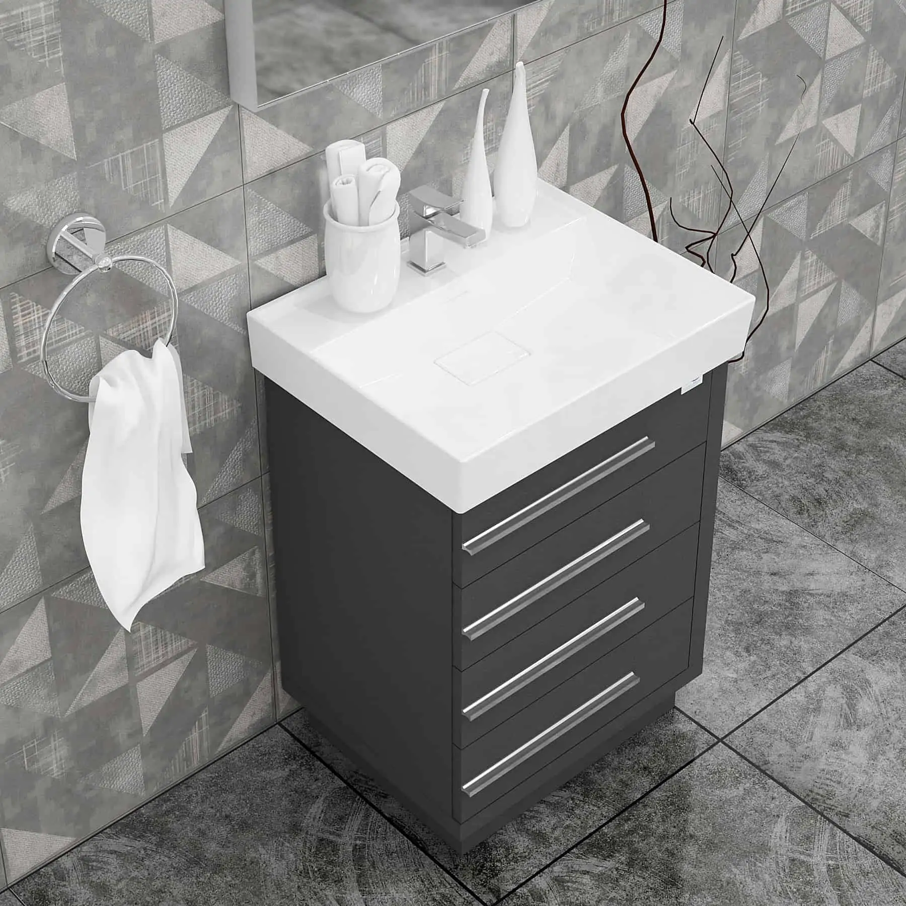 Casa Mare Domenico 32" Bathroom Vanity and Ceramic Sink Combo with LED Mirror - Image 3