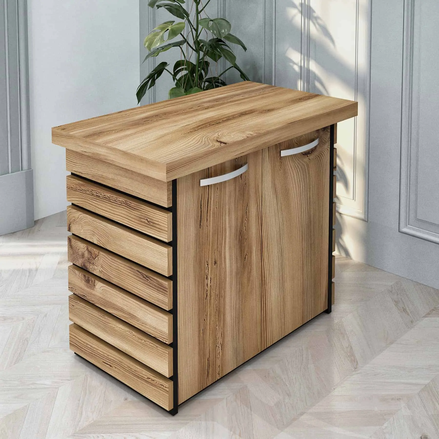 Casa Mare ELISE 87″ Modern Home & Office Furniture Desk Rustic Brown & Black - Image 5