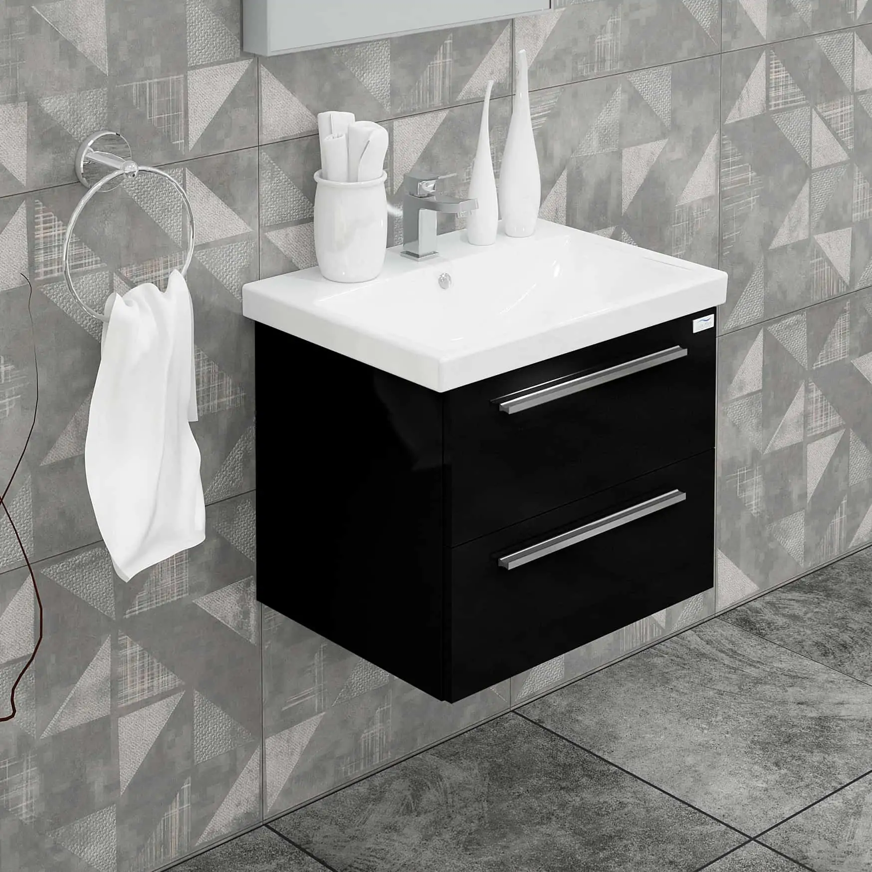 Casa Mare Elke 32" Bathroom Vanity and Ceramic Sink Combo with LED Mirror - Image 3