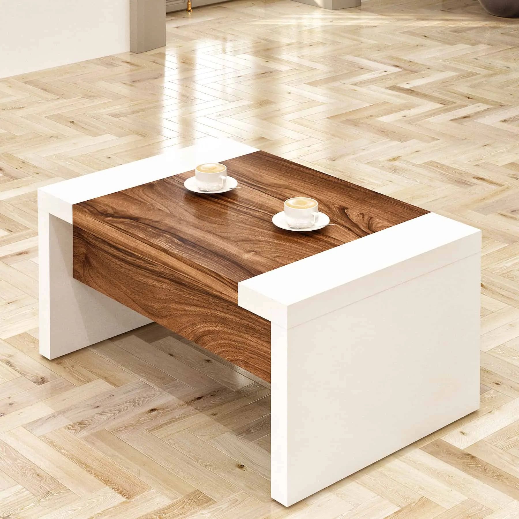 Casa Mare LEON 87″ Modern L-Shaped Home & Office Furniture Desk White & Brown - Image 6