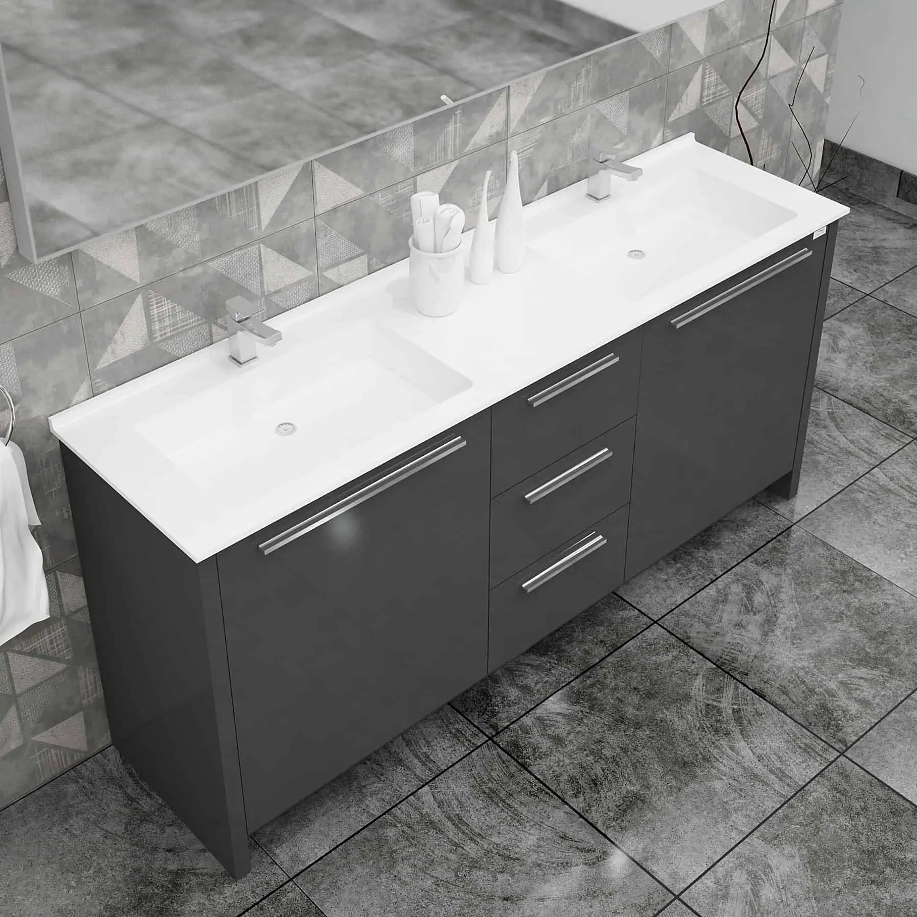 Casa Mare Nona Modern Double Sink Freestanding Bathroom Vanity and Sink Combo - Image 4