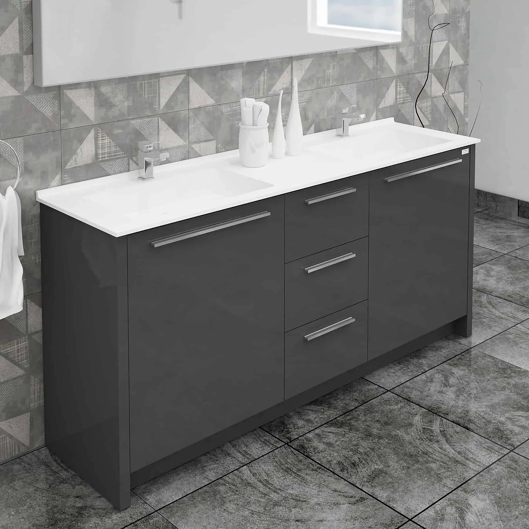 Casa Mare Nona Modern Double Sink Freestanding Bathroom Vanity and Sink Combo - Image 9
