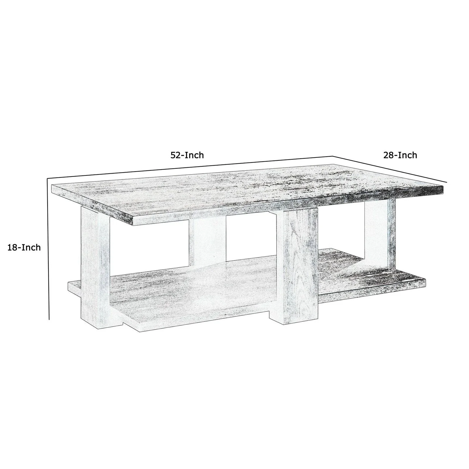 Benzara Contemporary Style Rectangular Coffee Table With Open Bottom Shelf, Brown BM215038 - Image 5
