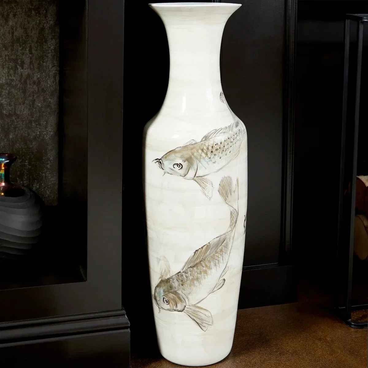 Cyan Design Playing Koi Vase | Tan And Ivory 09883 - Image 3