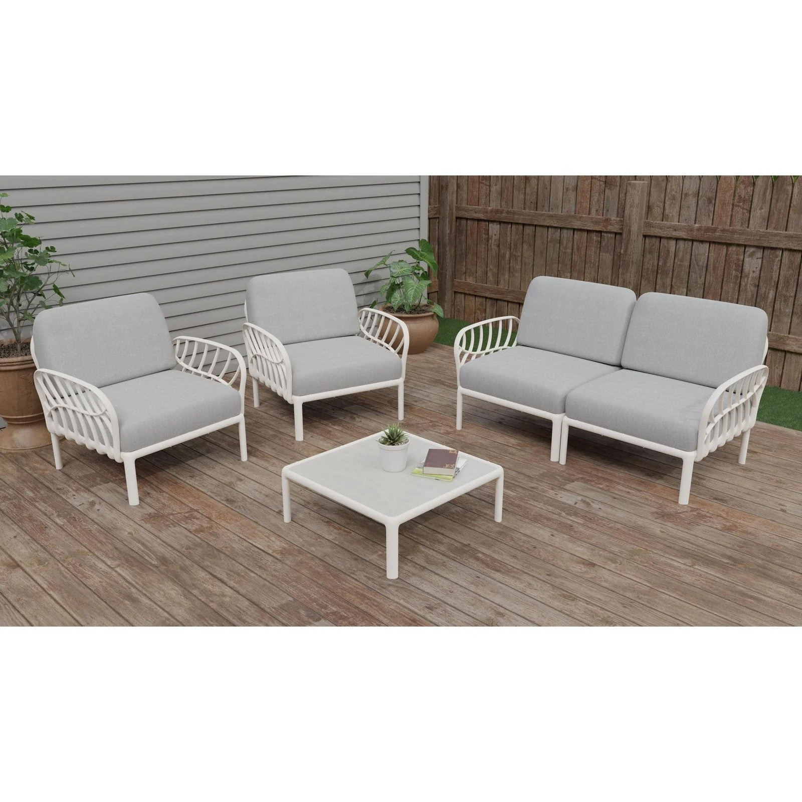 Strata Furniture Dahlia Patio Loveseat and Chair Group ODALCCTWG - Image 3