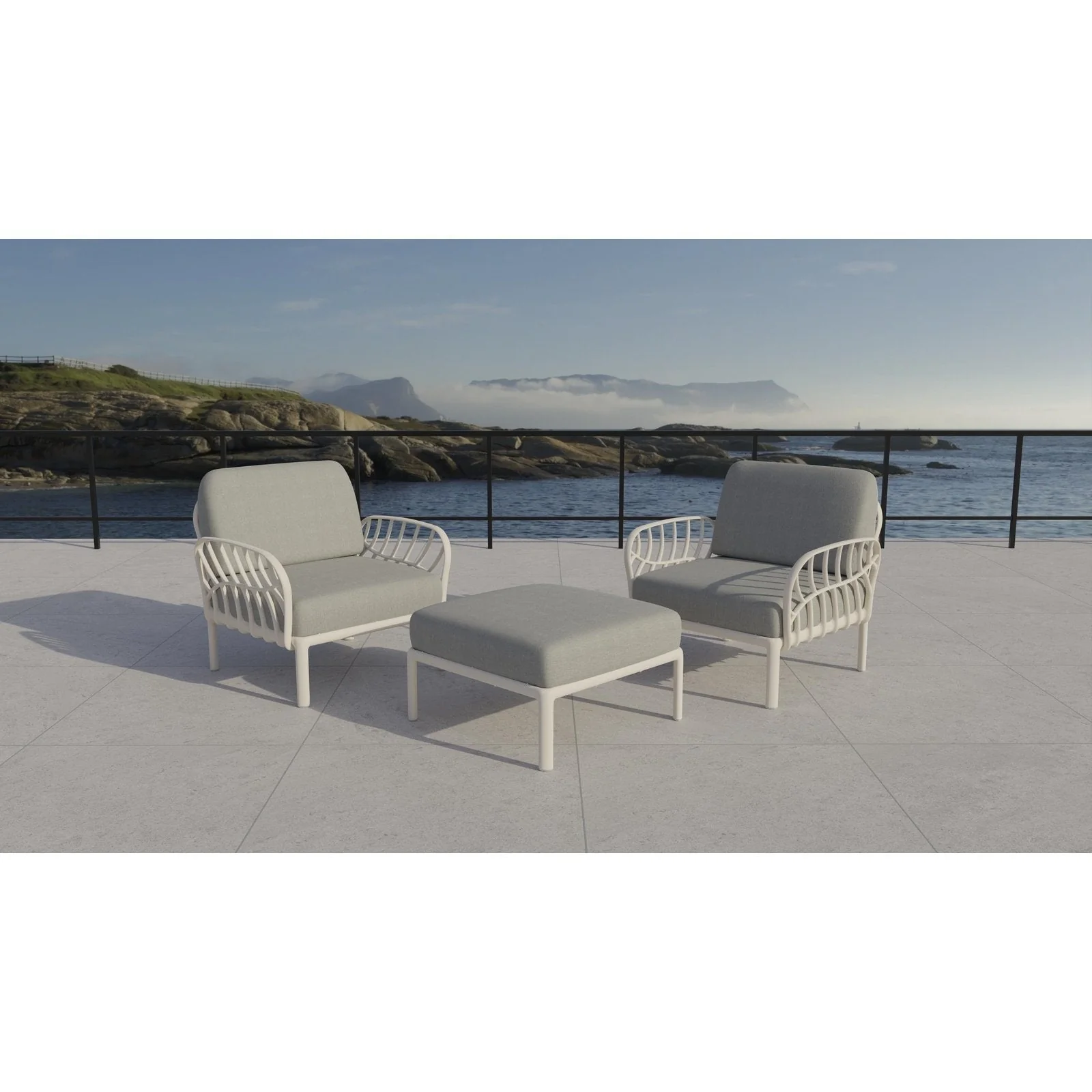 Strata Furniture Dahlia Patio Set Chairs and Ottoman ODACCOWG - Image 2