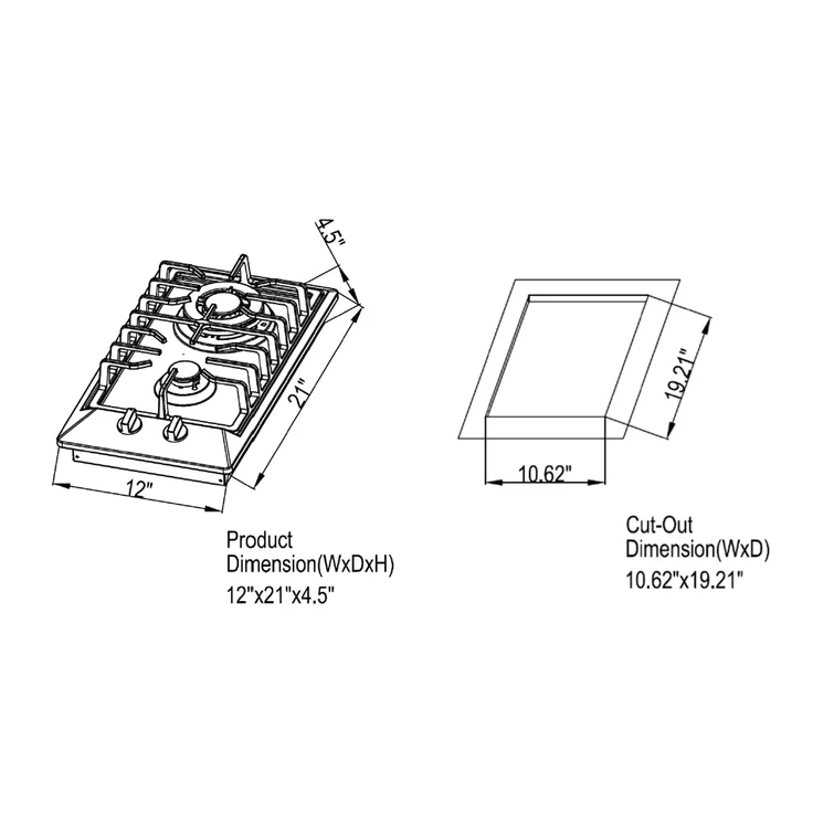 Empava 12 inch Stainless Steel Gas Cooktop EMPV-12GC29 - Image 11
