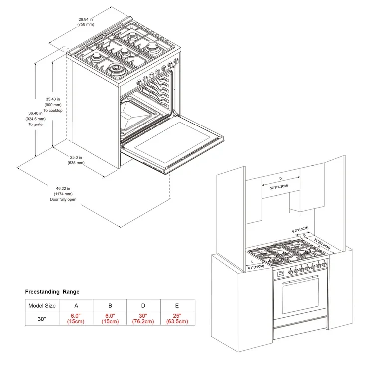 Empava 30 inch Freestanding Range Gas Cooktop And Oven EMPV-30GR06 - Image 8