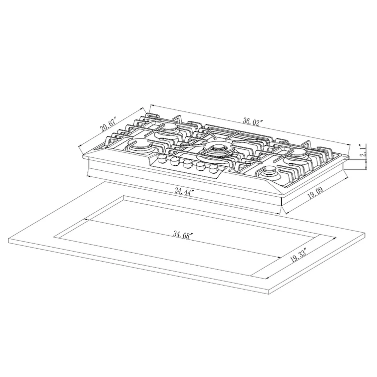Empava 36 inch Built-in Gas Cooktops EMPV-36GC23 - Image 7