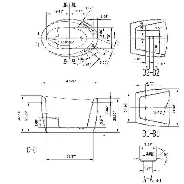 Empava 48 inch Freestanding Air Bathtub - EMPV-48JT011 - Image 13