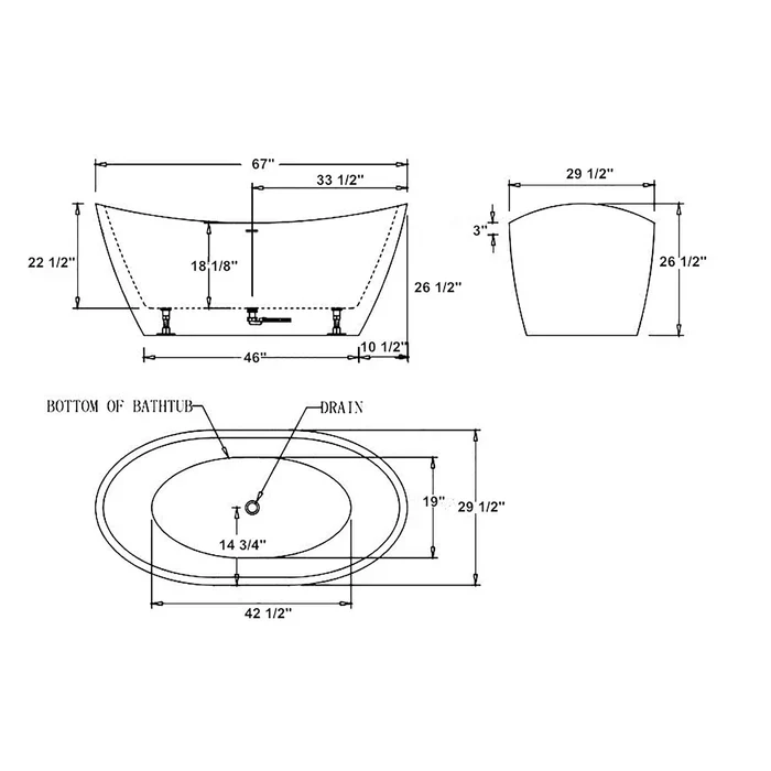 Empava 67 inch Freestanding Soaking Bathtub - EMPV-67FT1518 - Image 9