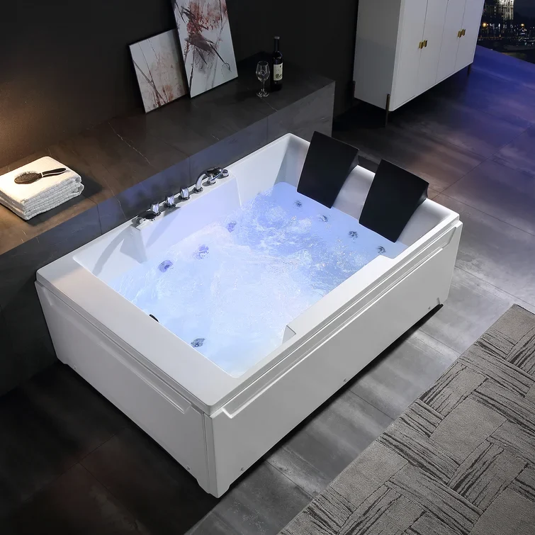 Empava 72 inch Whirlpool Rectangular Bathtub - EMPV-72JT367LED