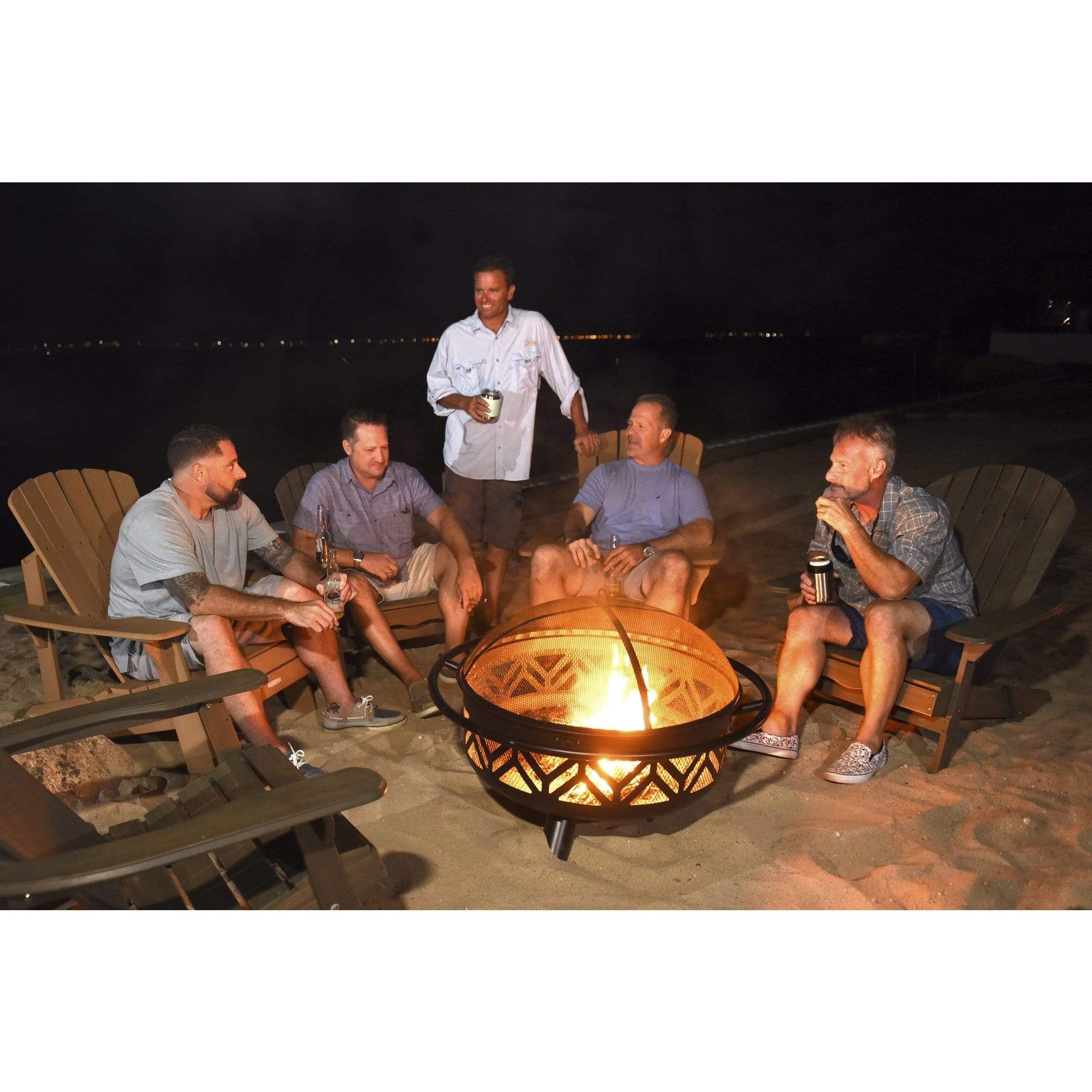 Endless Summer Oil Rubbed Bronze Wood Burning Outdoor Firebowl with Geometric Design WAD1009SP - Image 2