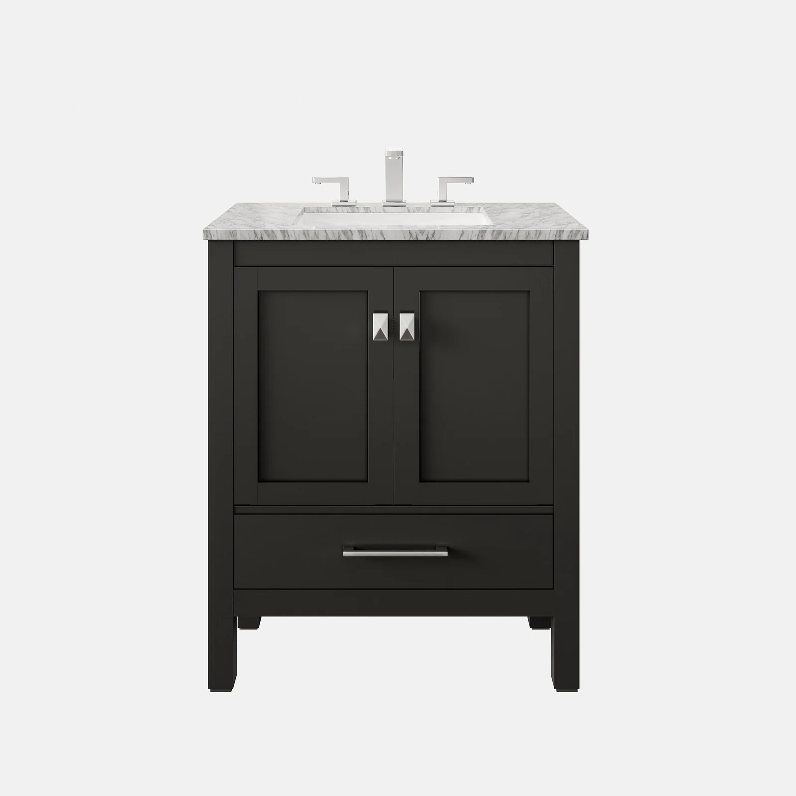 Eviva Aberdeen 30" Transitional Bathroom Vanity with White Carrara Marble Countertop and Undermount Porcelain Sink - Image 2
