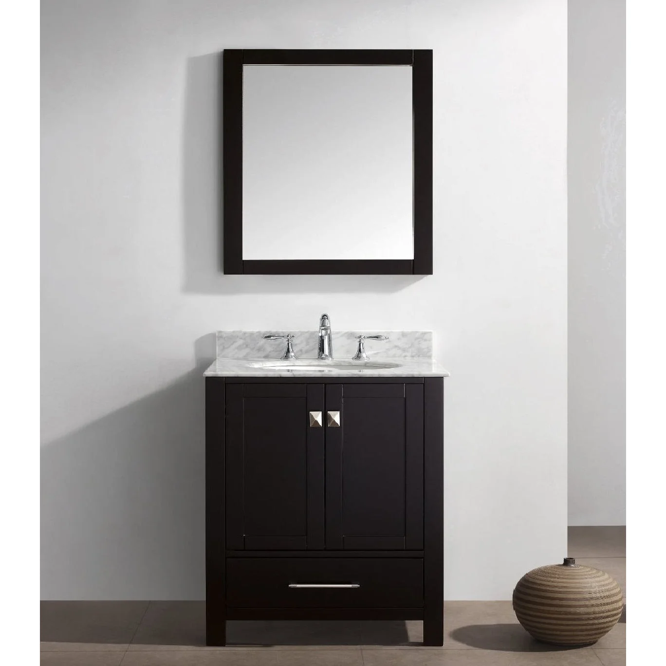 Eviva Aberdeen 30" Transitional Bathroom Vanity with White Carrara Marble Countertop and Undermount Porcelain Sink - Image 5