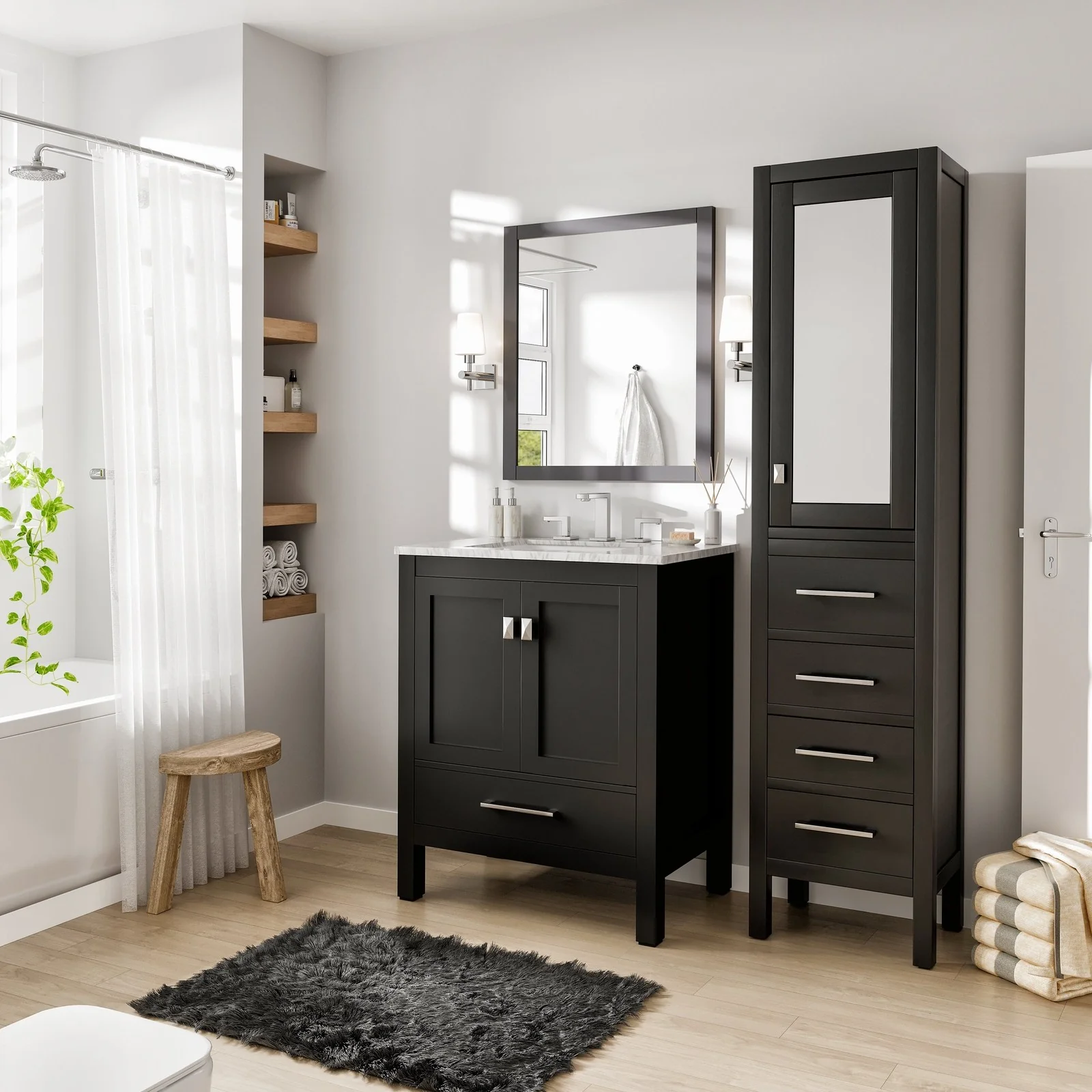 Eviva Aberdeen 30" Transitional Bathroom Vanity with White Carrara Marble Countertop and Undermount Porcelain Sink - Image 9