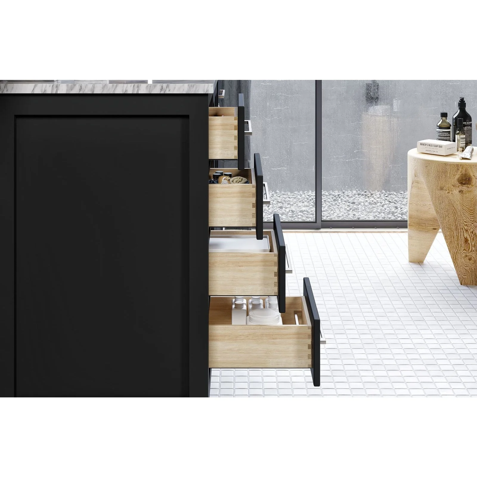 Eviva Aberdeen 48" Transitional Bathroom Vanity with White Carrara Marble Countertop and Undermount Porcelain Sink - Image 10