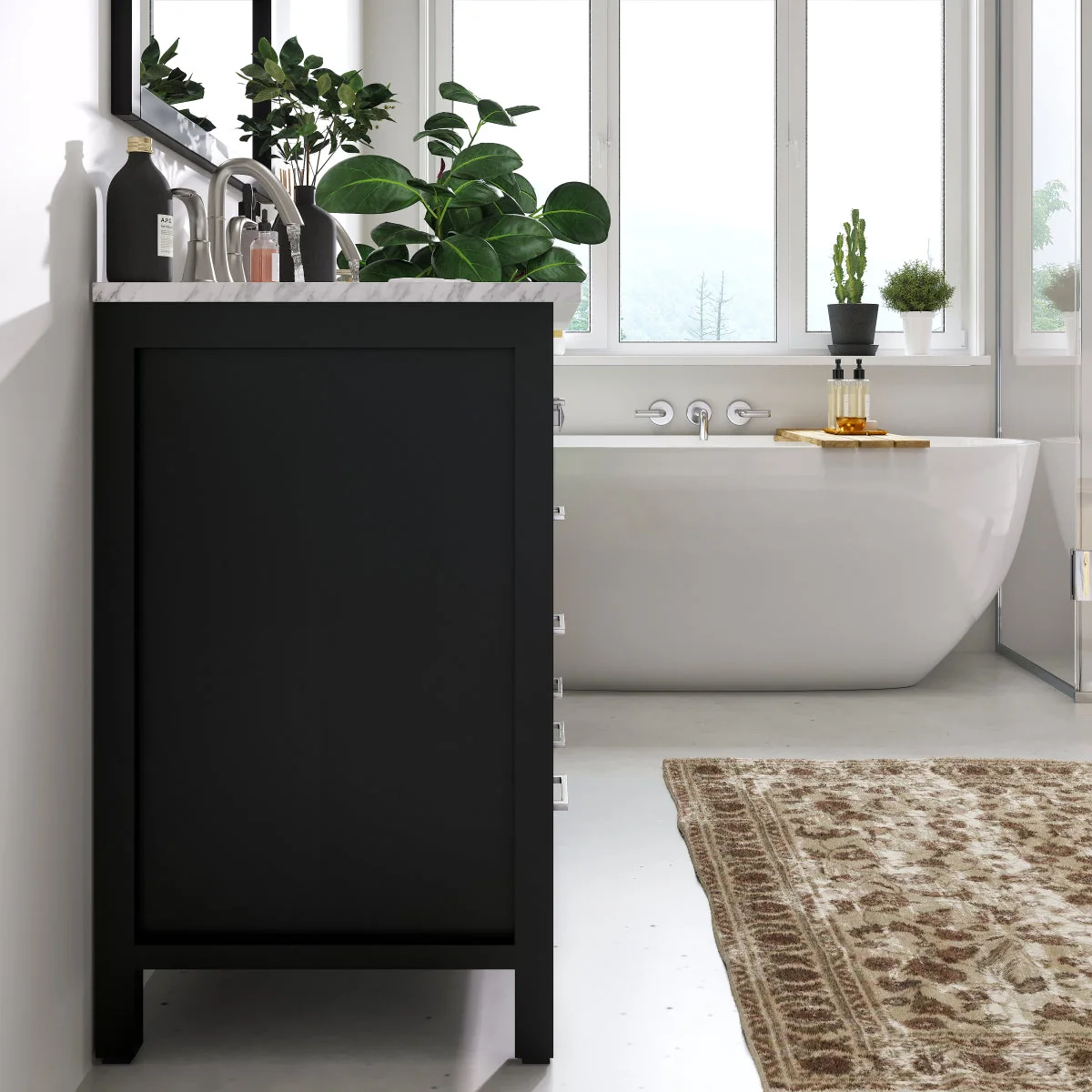 Eviva Aberdeen 48" Transitional Double Sink Bathroom Vanity with White Carrara Marble Countertop and Undermount Porcelain Sinks - Image 11