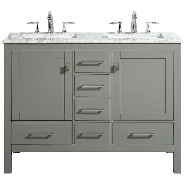 Eviva Aberdeen 48" Transitional Double Sink Bathroom Vanity with White Carrara Marble Countertop and Undermount Porcelain Sinks - Image 12