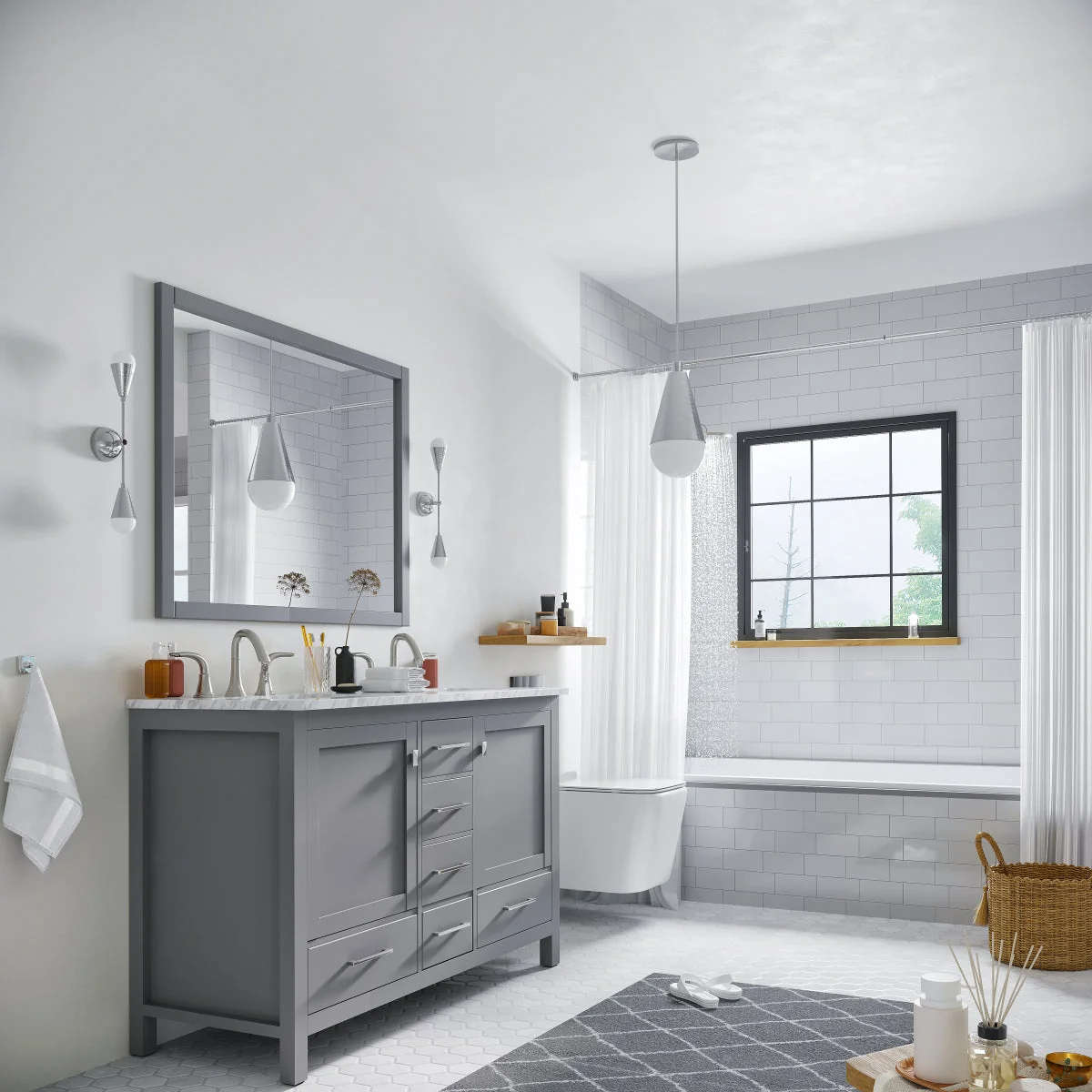 Eviva Aberdeen 48" Transitional Double Sink Bathroom Vanity with White Carrara Marble Countertop and Undermount Porcelain Sinks - Image 16
