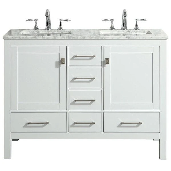 Eviva Aberdeen 48" Transitional Double Sink Bathroom Vanity with White Carrara Marble Countertop and Undermount Porcelain Sinks - Image 23