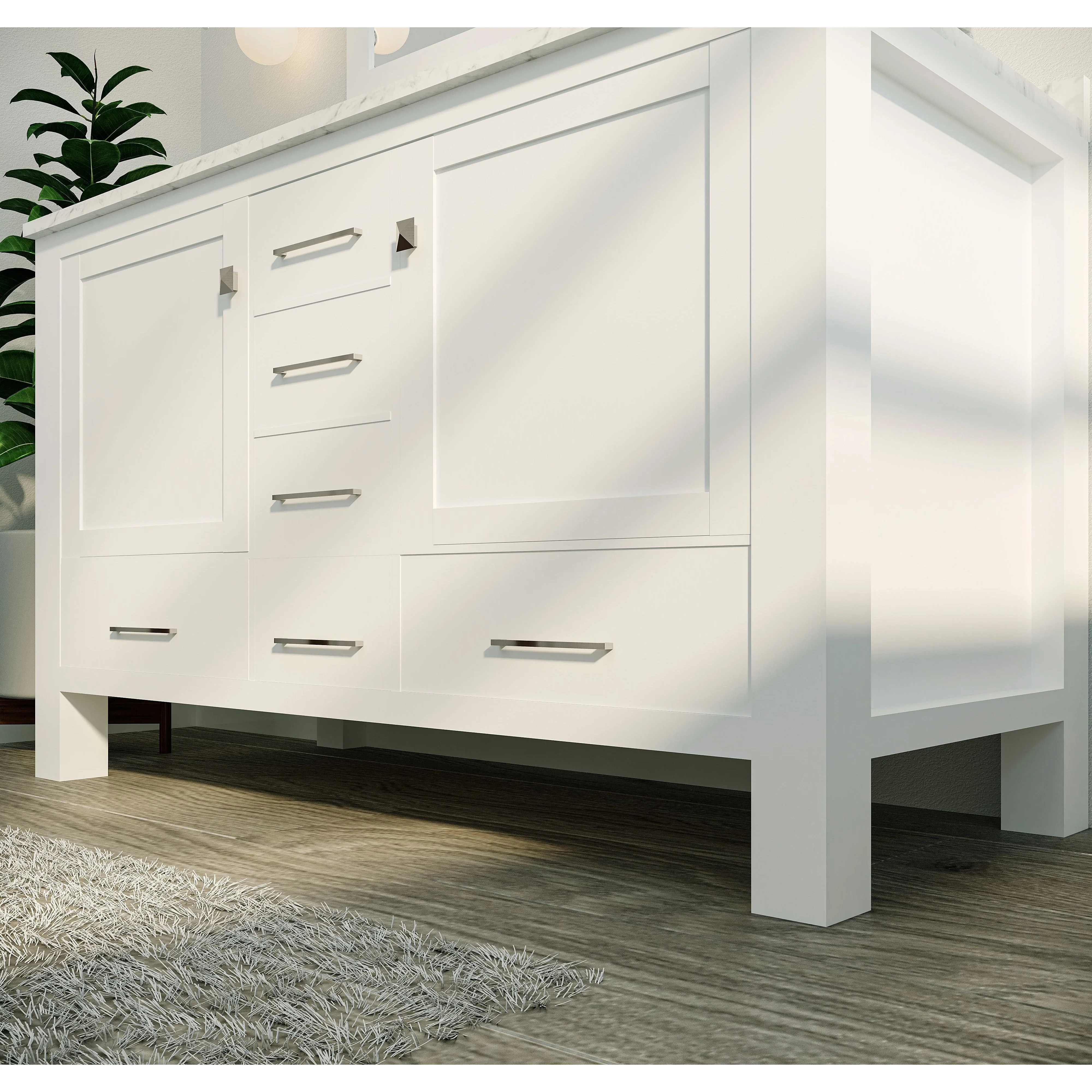 Eviva Aberdeen 48" Transitional Double Sink Bathroom Vanity with White Carrara Marble Countertop and Undermount Porcelain Sinks - Image 28