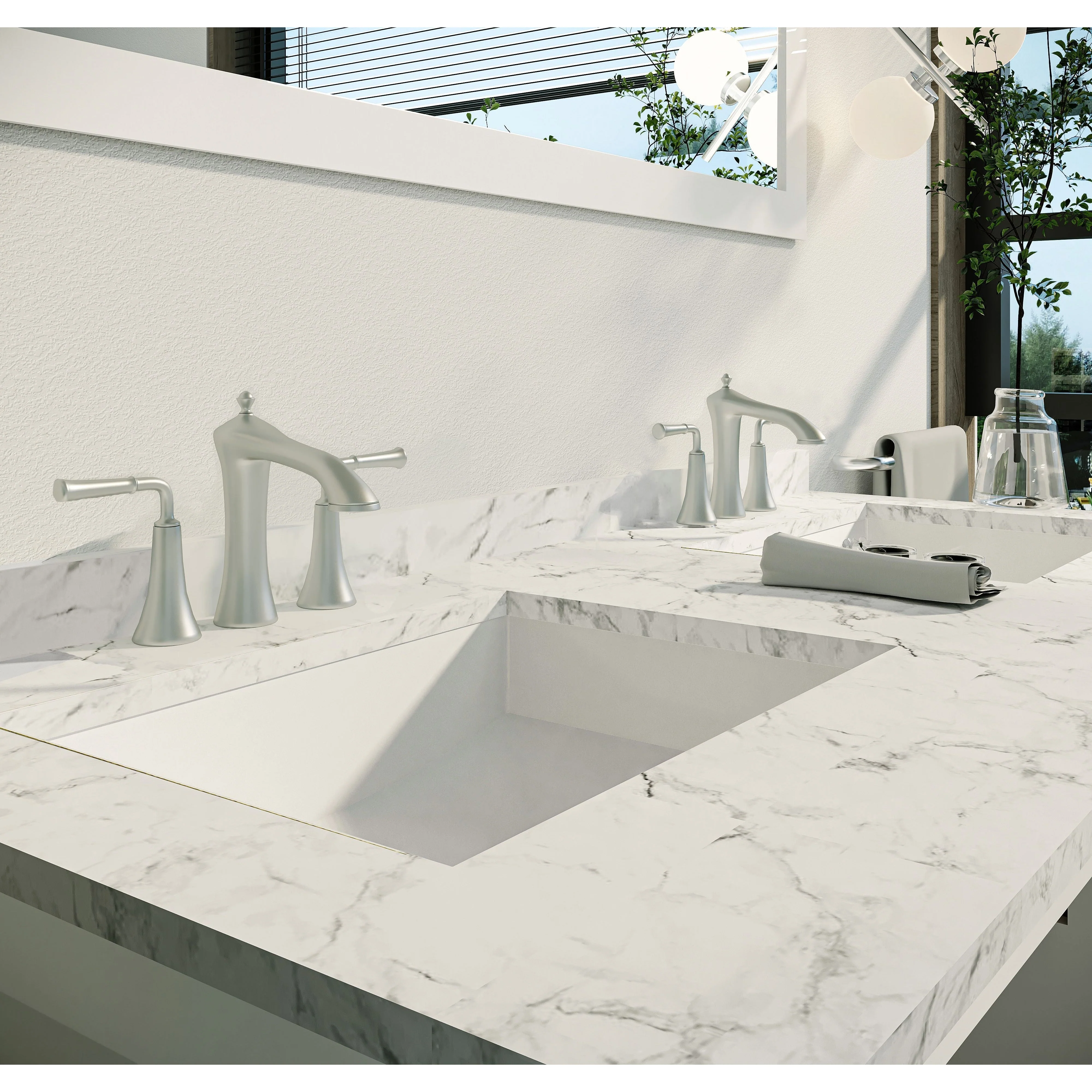 Eviva Aberdeen 48" Transitional Double Sink Bathroom Vanity with White Carrara Marble Countertop and Undermount Porcelain Sinks - Image 32