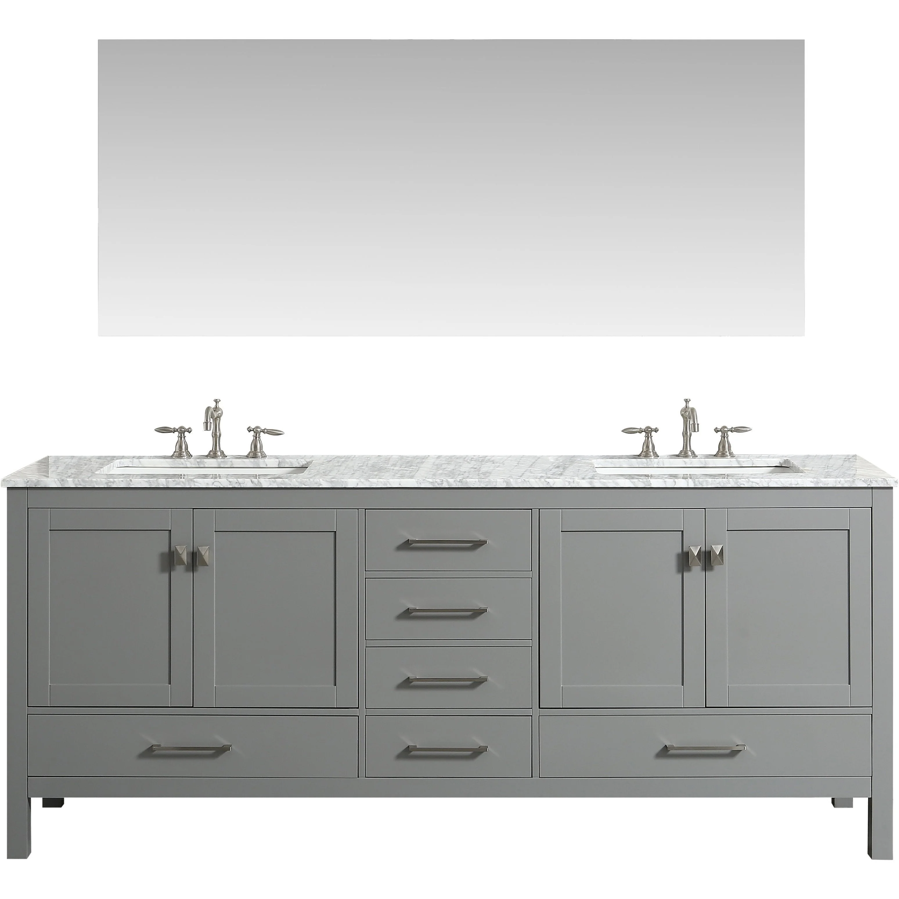 Eviva Aberdeen 84" Transitional Bathroom Vanity with White Carrera Countertop - Image 2