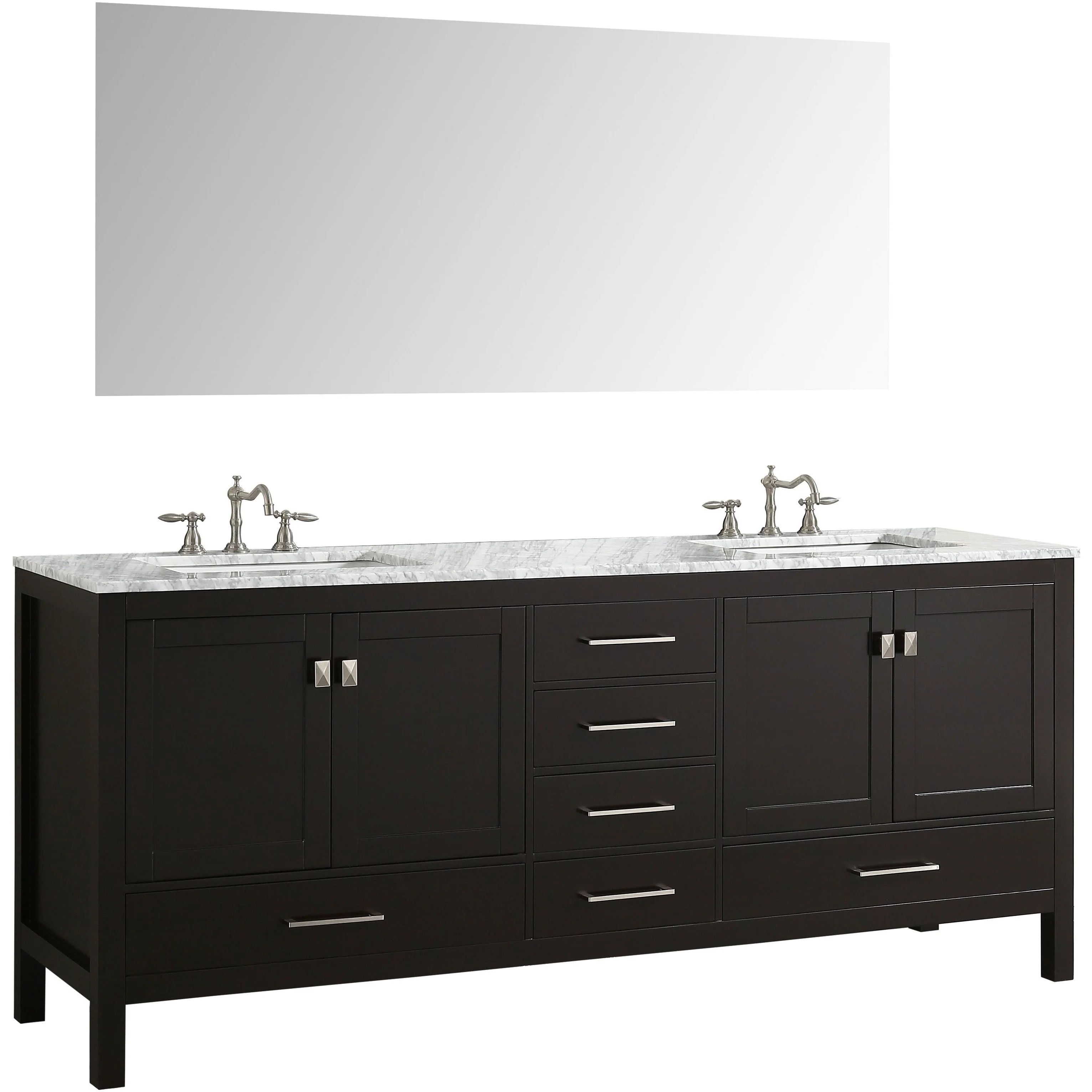 Eviva Aberdeen 84" Transitional Bathroom Vanity with White Carrera Countertop - Image 7