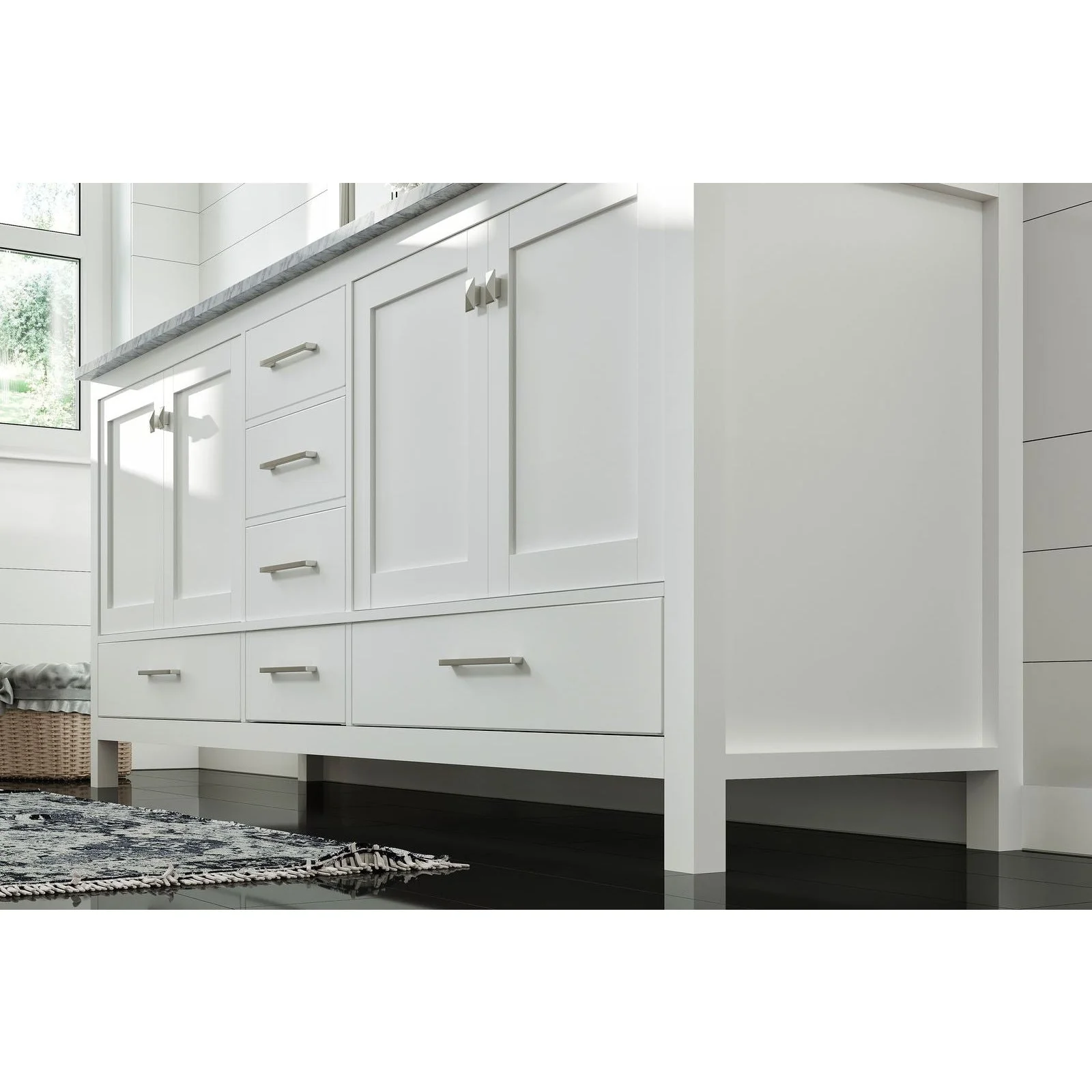 Eviva Aberdeen 84" Transitional Double Sink Bathroom Vanity with White Carrara Marble Countertop and Undermount Porcelain Sinks - Image 32