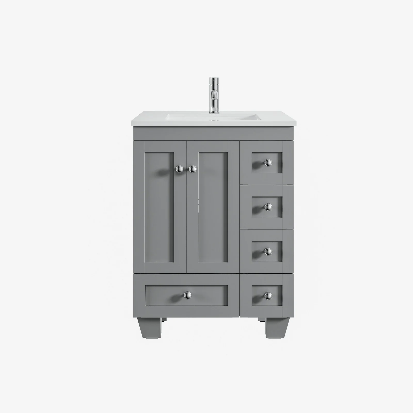 Eviva Acclaim 24" Transitional Bathroom Vanity with White Quartz Countertop and Undermount Porcelain Sink