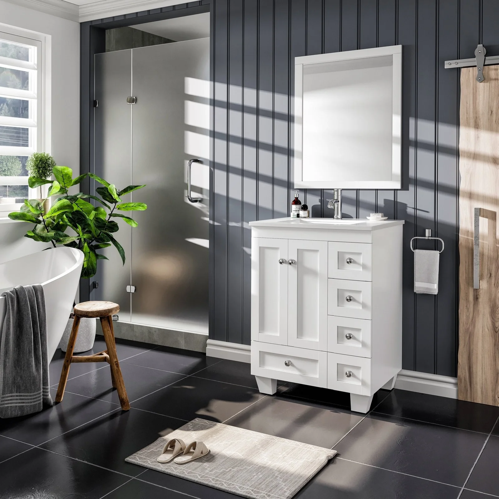 Eviva Acclaim 24" Transitional Bathroom Vanity with White Quartz Countertop and Undermount Porcelain Sink - Image 14
