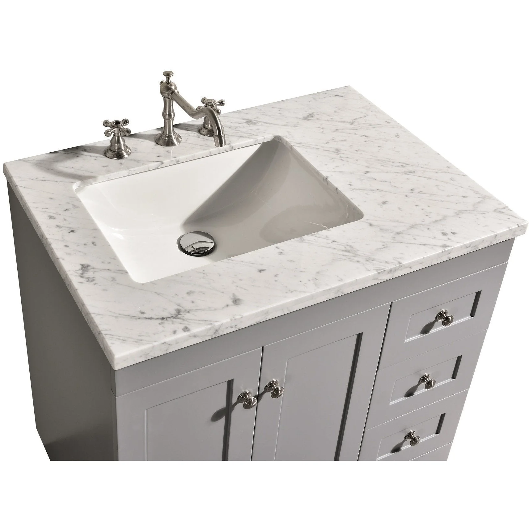 Eviva Acclaim C. 30" Transitional Bathroom Vanity with White Carrera Marble Countertop - Image 14