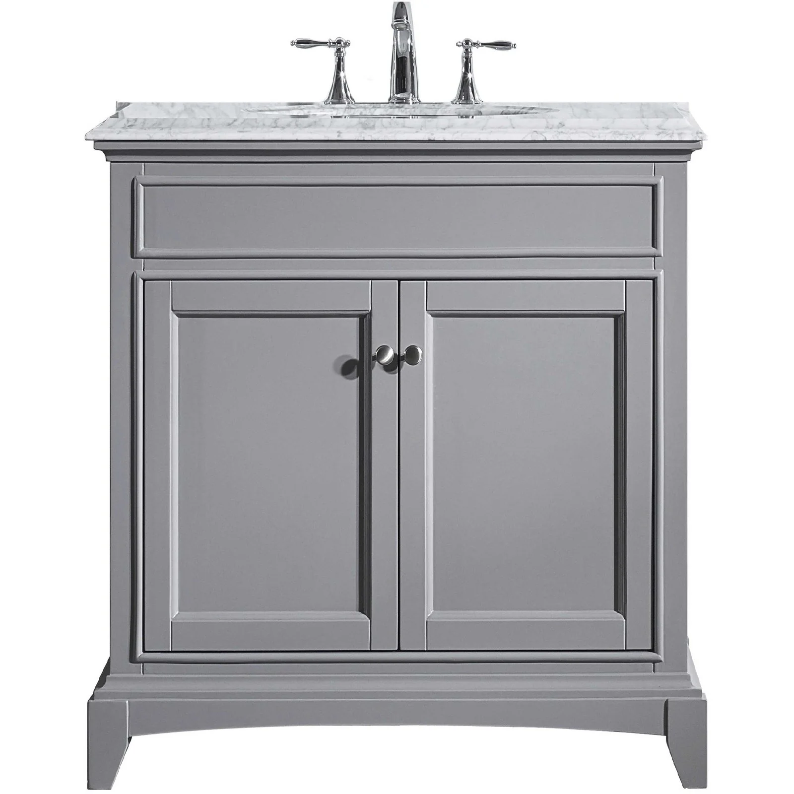 Eviva Elite Stamford 30" Solid Wood Bathroom Vanity Set with Double OG White Carrera Marble Top & White Undermount Porcelain Sink - Image 2